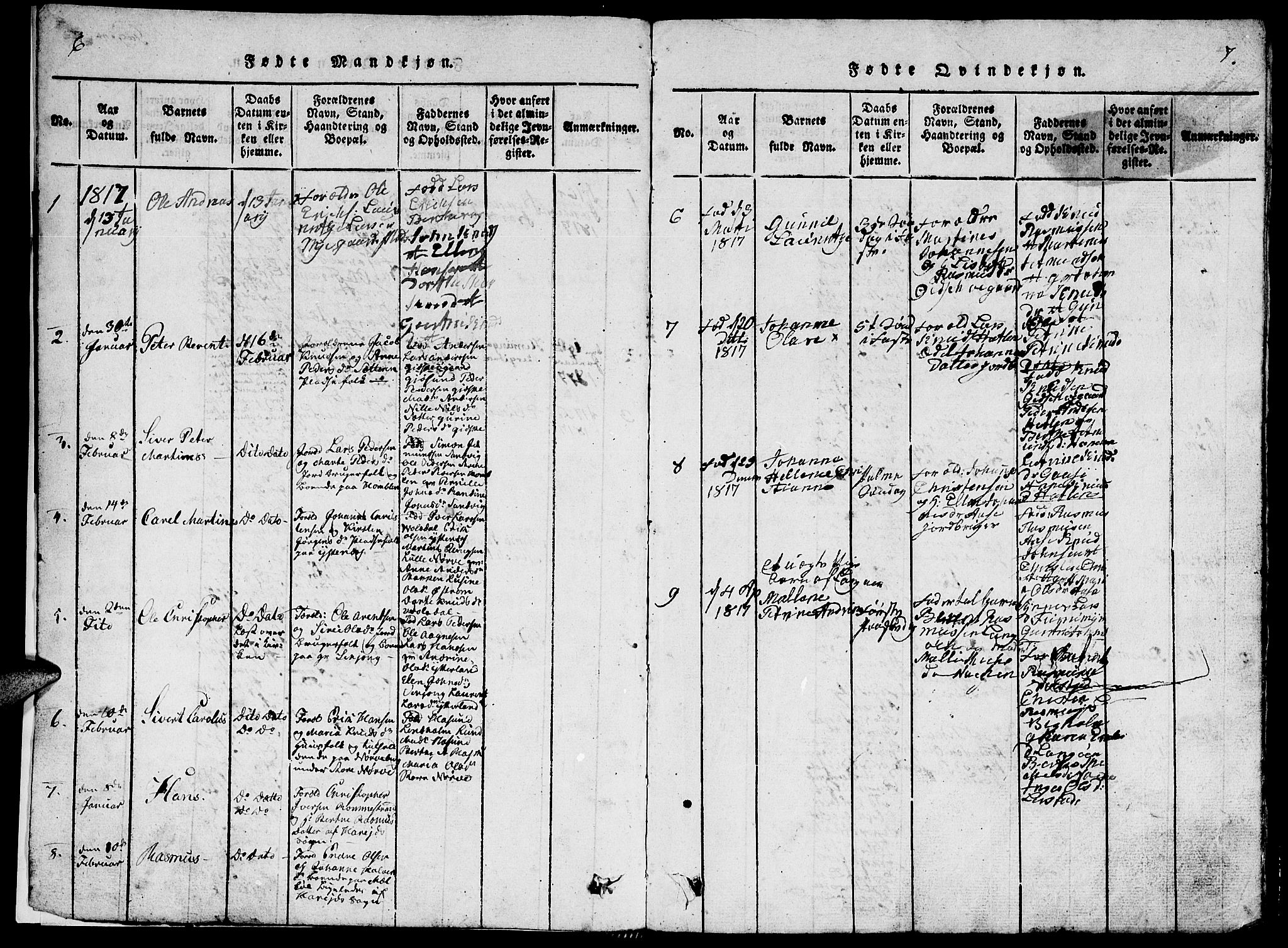 Ministerialprotokoller, klokkerbøker og fødselsregistre - Møre og Romsdal, AV/SAT-A-1454/528/L0423: Parish register (copy) no. 528C04, 1816-1827, p. 6-7