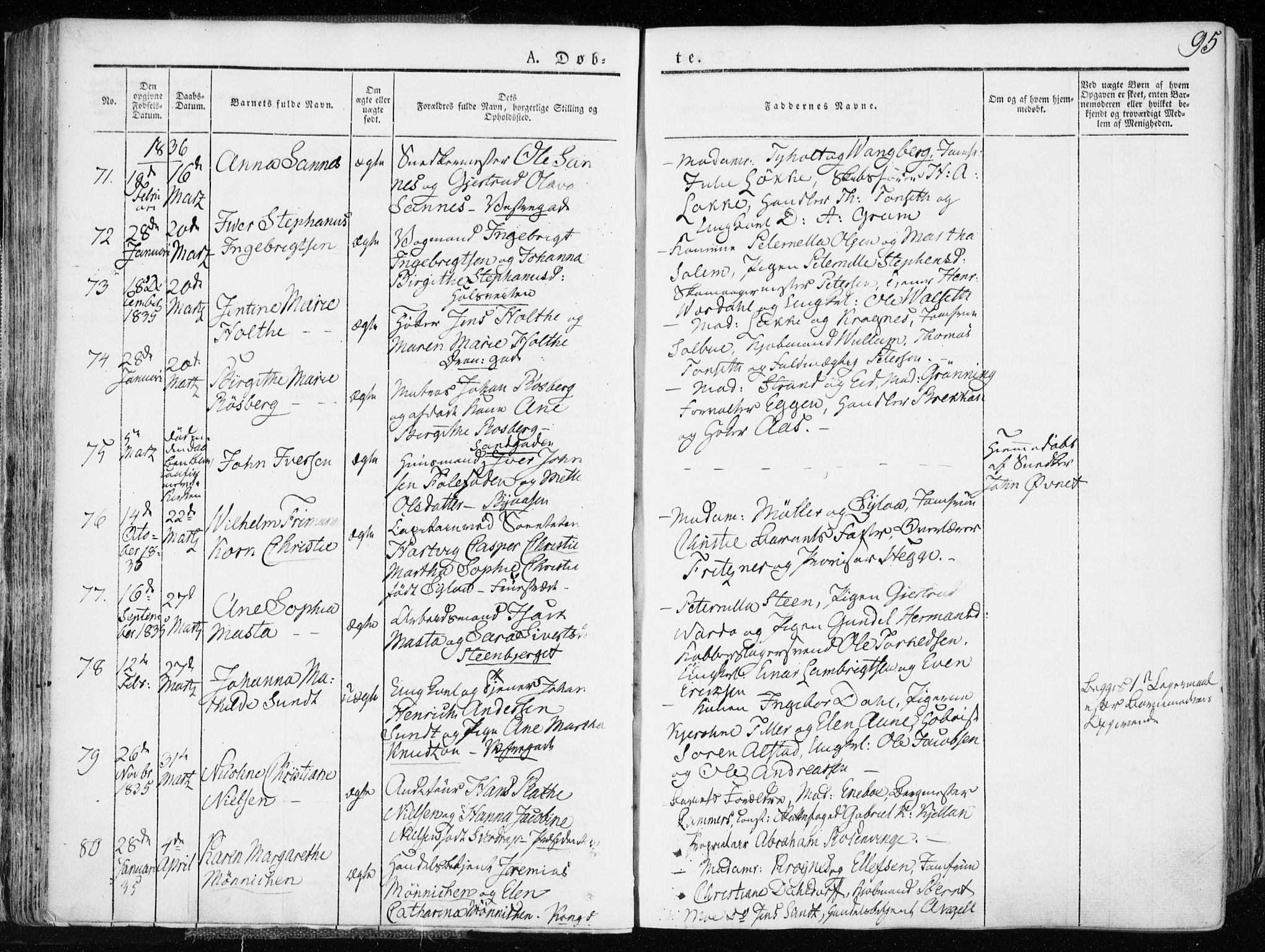 Ministerialprotokoller, klokkerbøker og fødselsregistre - Sør-Trøndelag, SAT/A-1456/601/L0047: Parish register (official) no. 601A15, 1831-1839, p. 95
