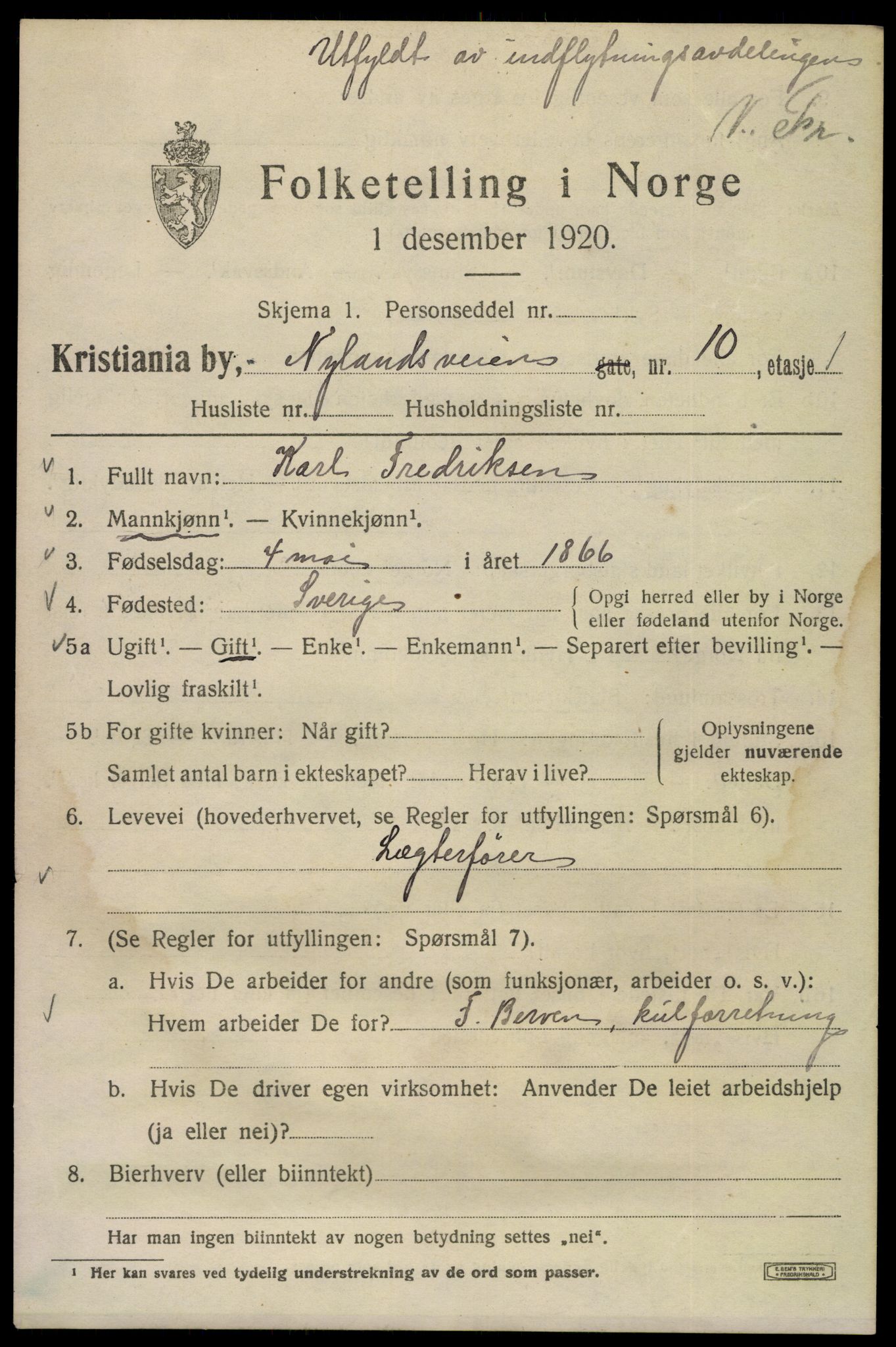 SAO, 1920 census for Kristiania, 1920, p. 427699