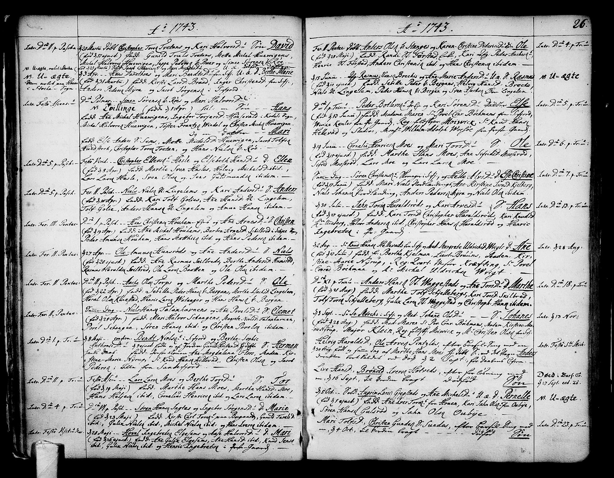 Sandar kirkebøker, SAKO/A-243/F/Fa/L0002: Parish register (official) no. 2, 1733-1788, p. 26