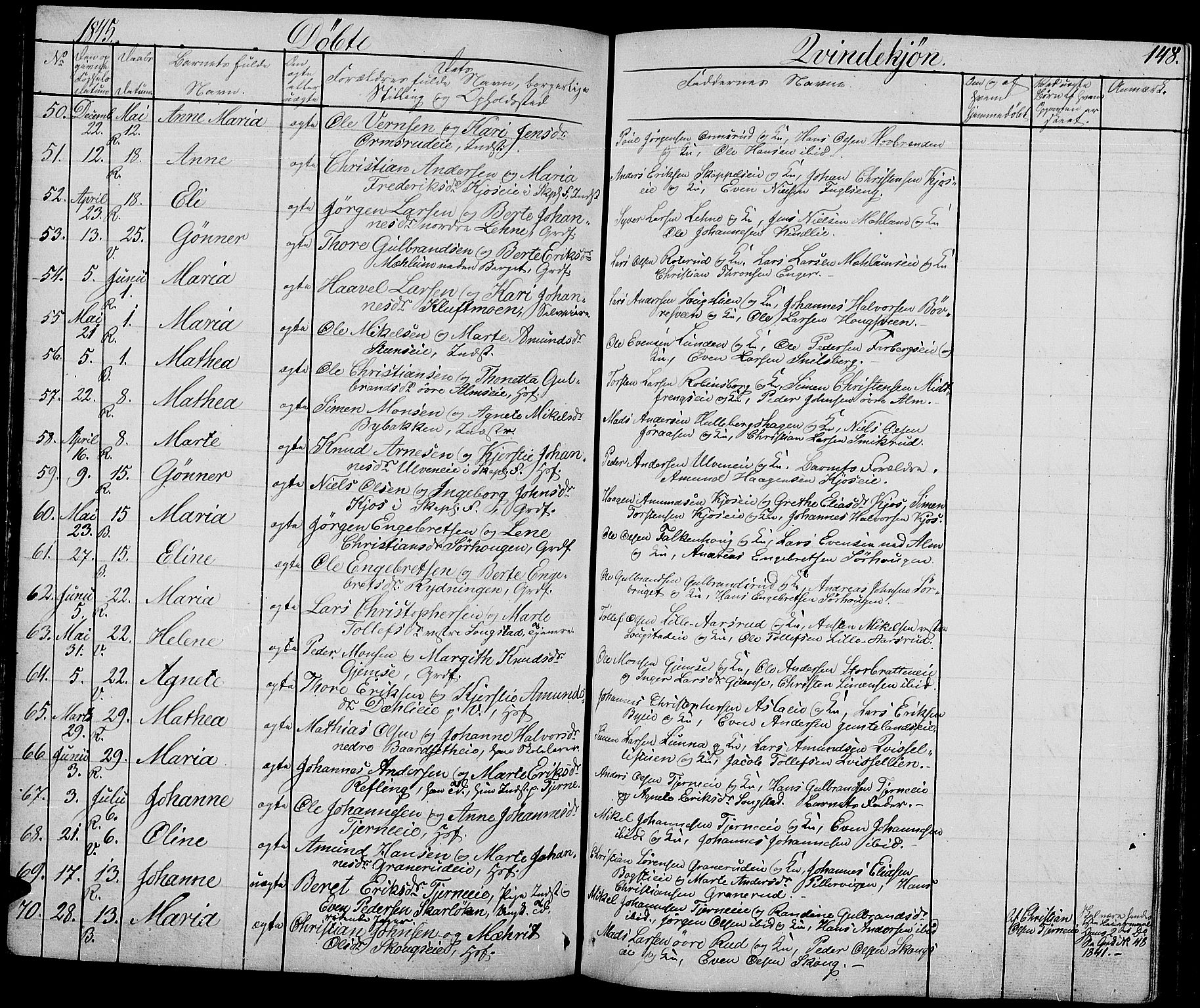 Ringsaker prestekontor, AV/SAH-PREST-014/L/La/L0005: Parish register (copy) no. 5, 1839-1850, p. 148