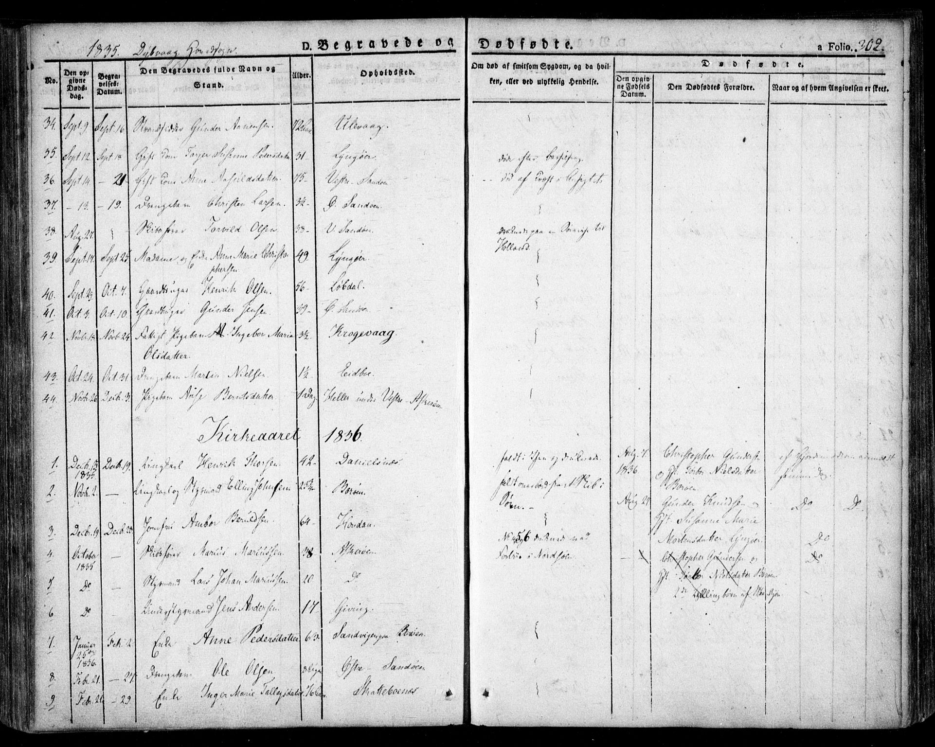 Dypvåg sokneprestkontor, SAK/1111-0007/F/Fa/Faa/L0004: Parish register (official) no. A 4, 1824-1840, p. 302