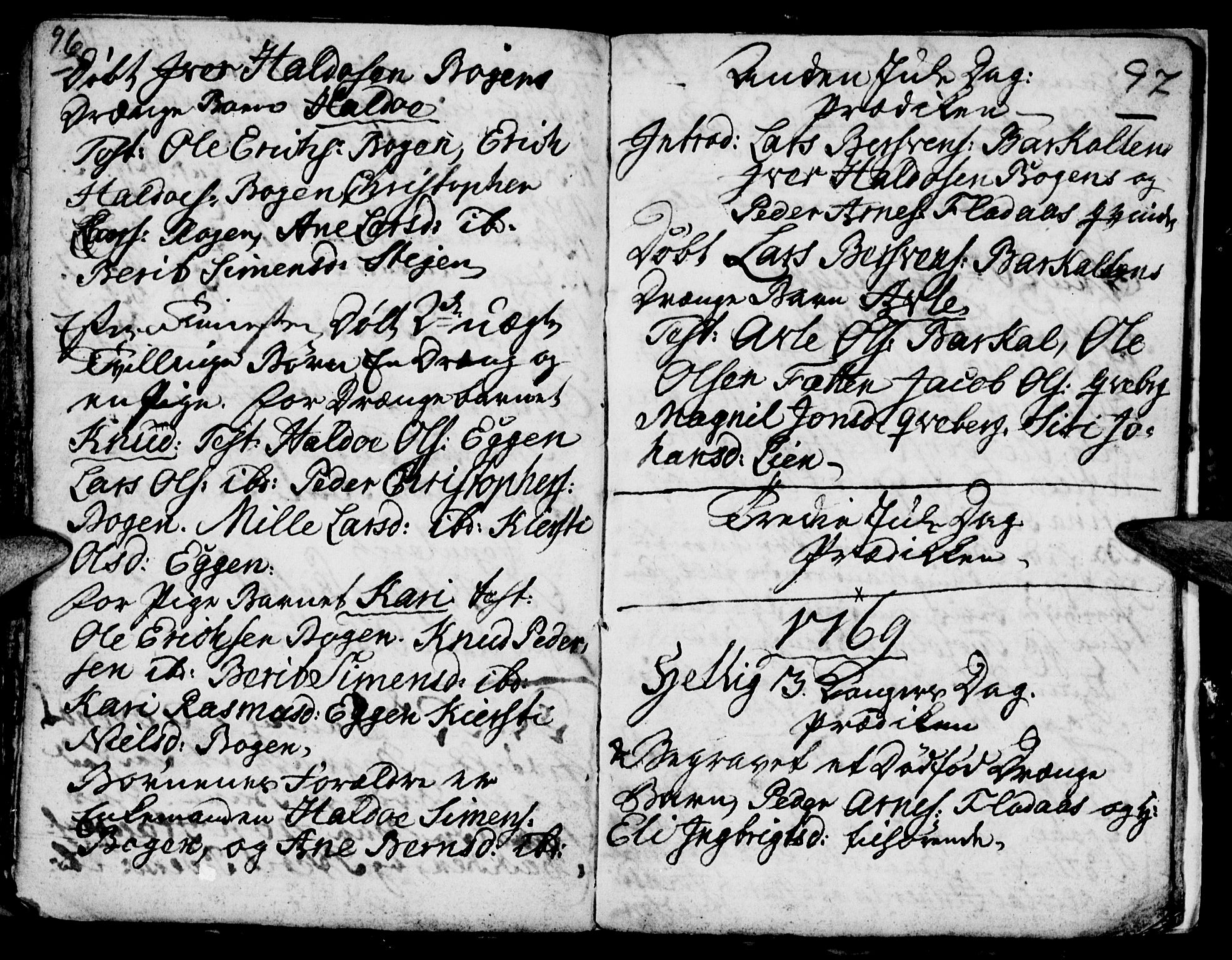 Tynset prestekontor, SAH/PREST-058/H/Ha/Haa/L0007: Parish register (official) no. 7, 1764-1769, p. 96-97