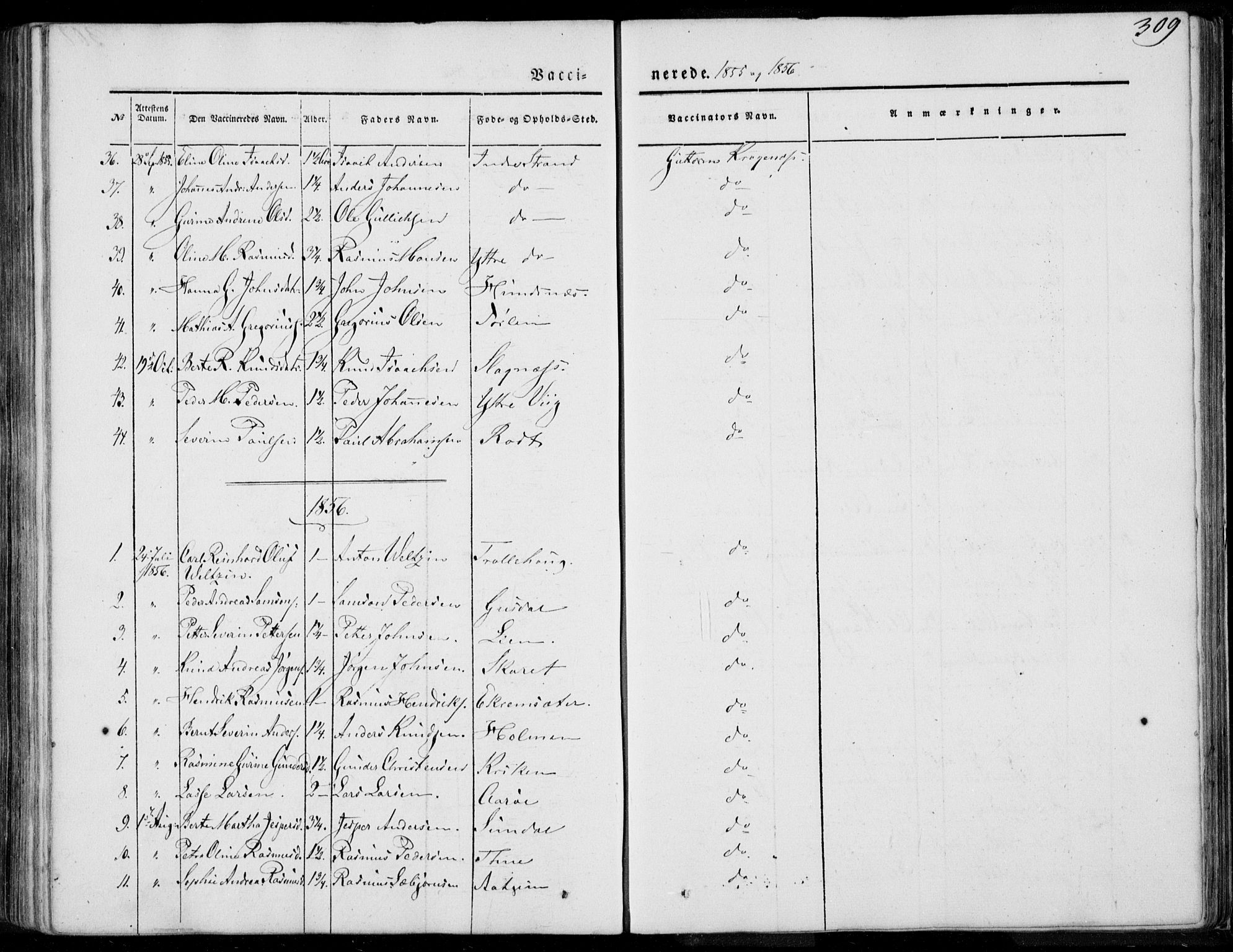 Ministerialprotokoller, klokkerbøker og fødselsregistre - Møre og Romsdal, AV/SAT-A-1454/501/L0006: Parish register (official) no. 501A06, 1844-1868, p. 309