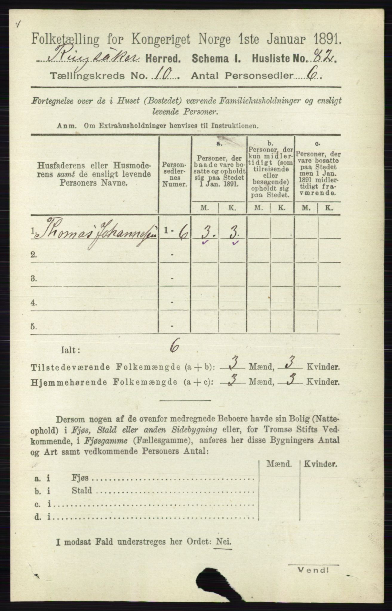 RA, 1891 census for 0412 Ringsaker, 1891, p. 5631