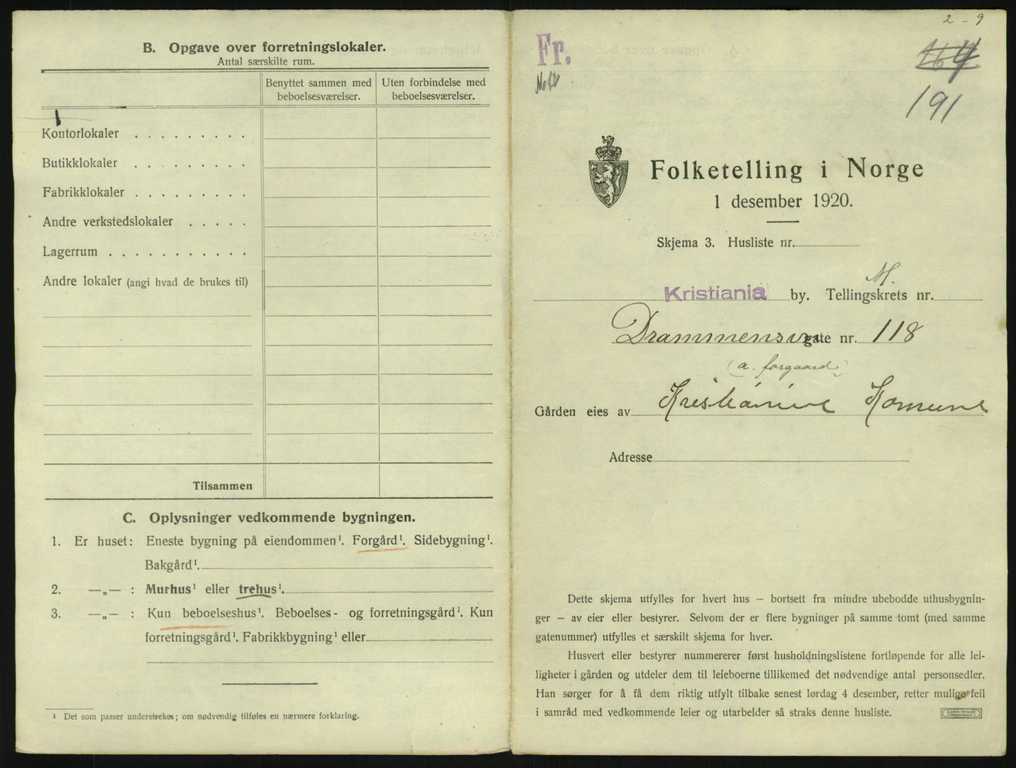 SAO, 1920 census for Kristiania, 1920, p. 16843