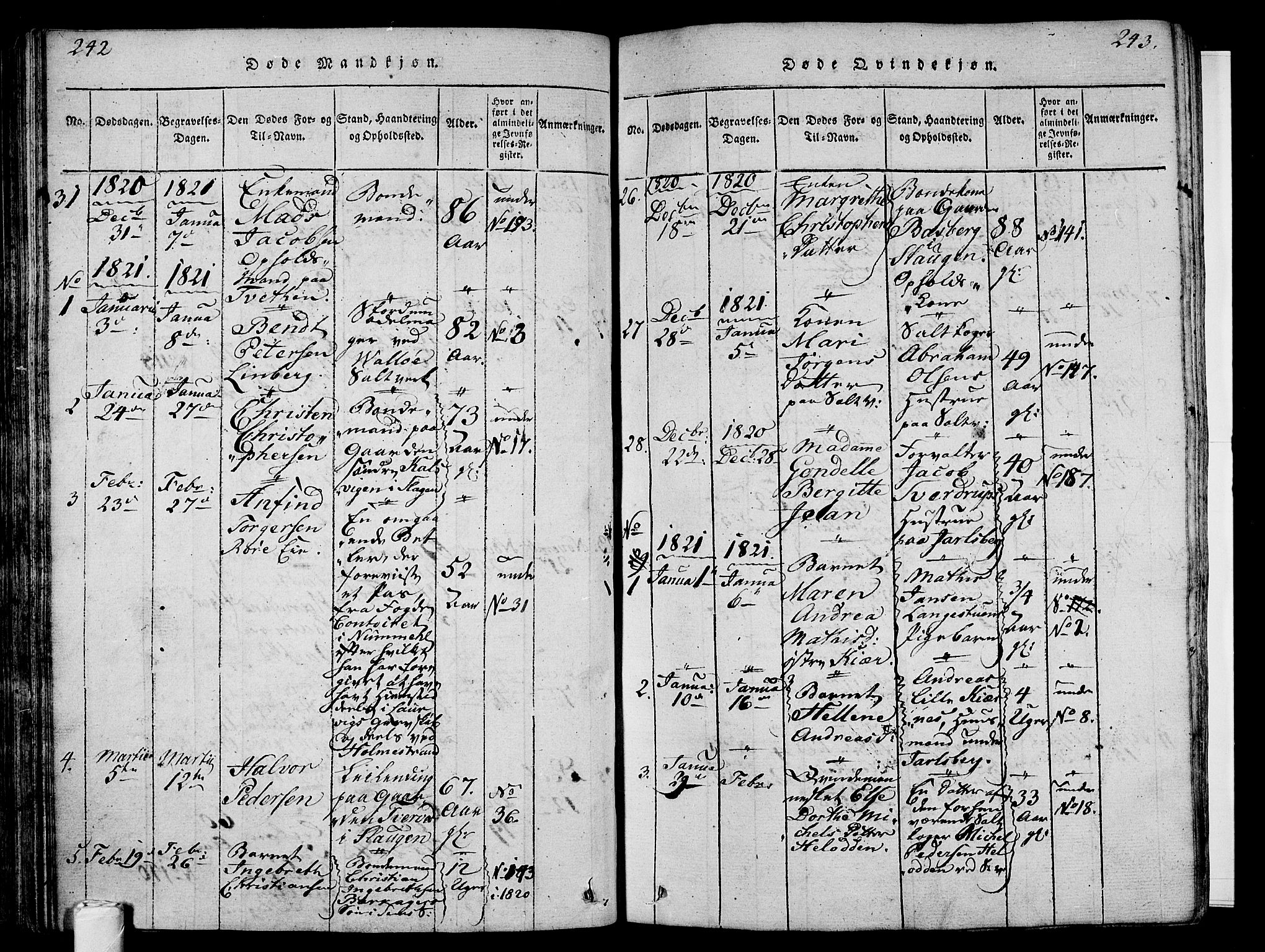 Sem kirkebøker, AV/SAKO-A-5/F/Fa/L0004: Parish register (official) no. I 4, 1814-1825, p. 242-243