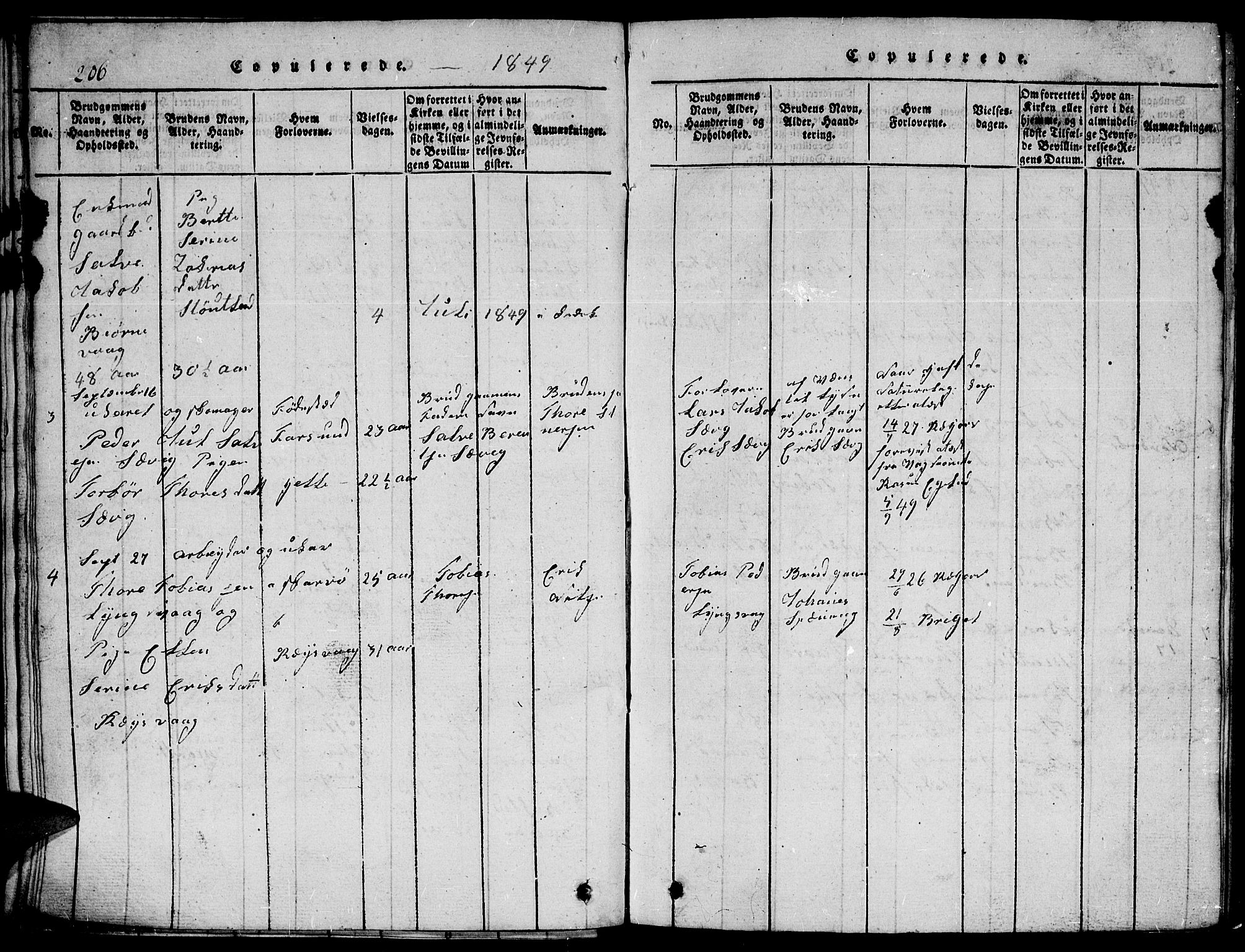 Herad sokneprestkontor, SAK/1111-0018/F/Fb/Fbb/L0001: Parish register (copy) no. B 1, 1815-1852, p. 206