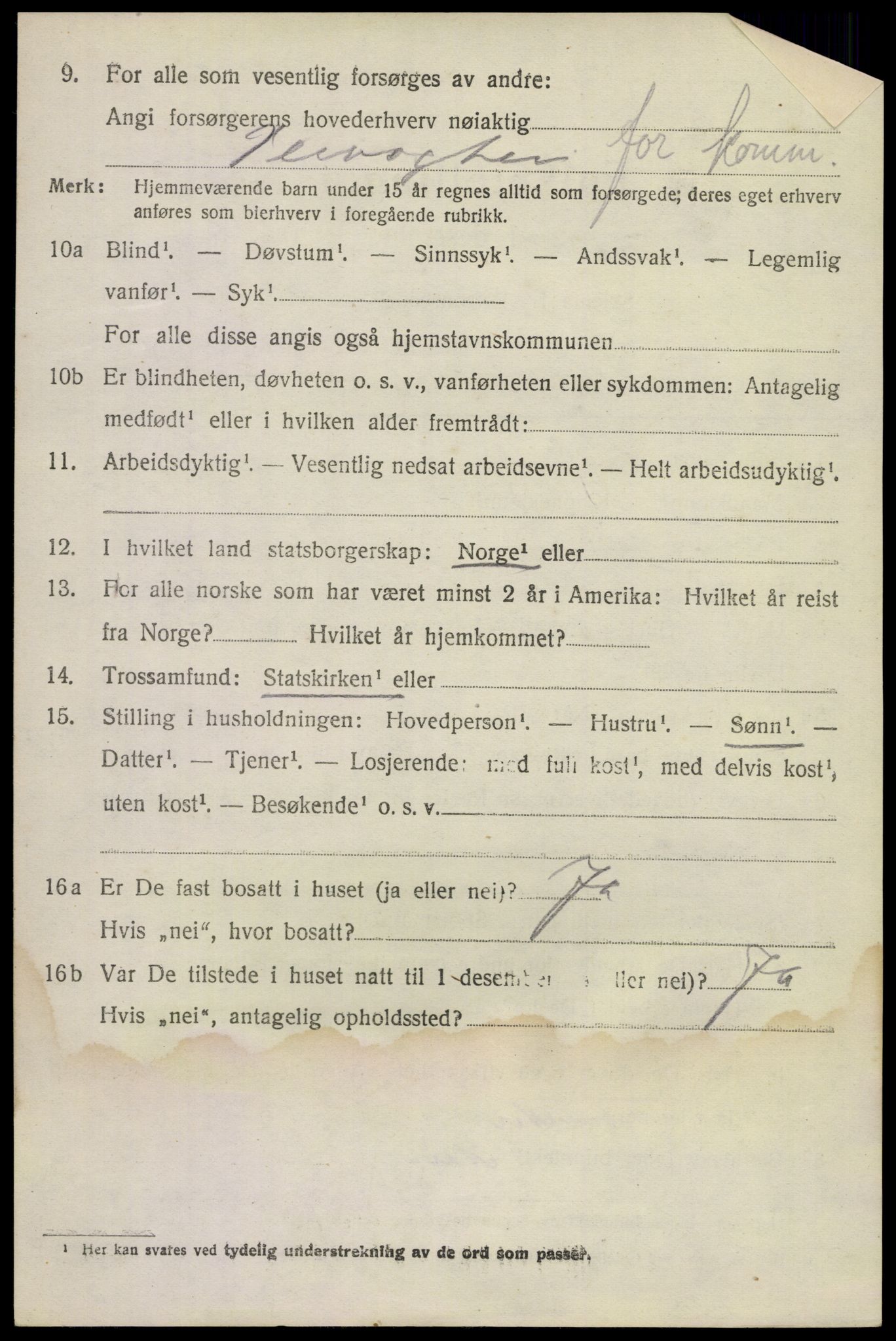 SAKO, 1920 census for Gransherad, 1920, p. 961