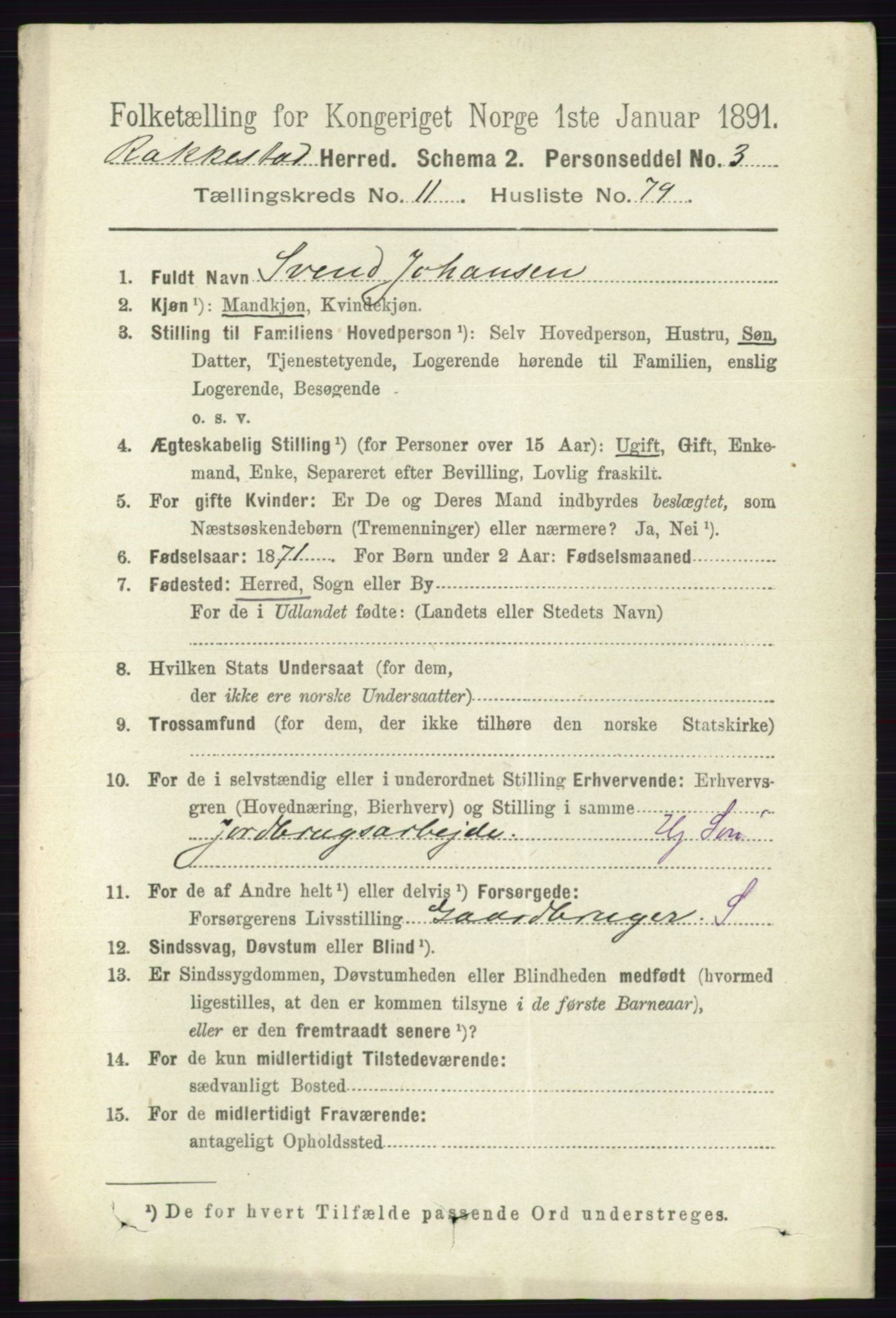 RA, 1891 census for 0128 Rakkestad, 1891, p. 5559