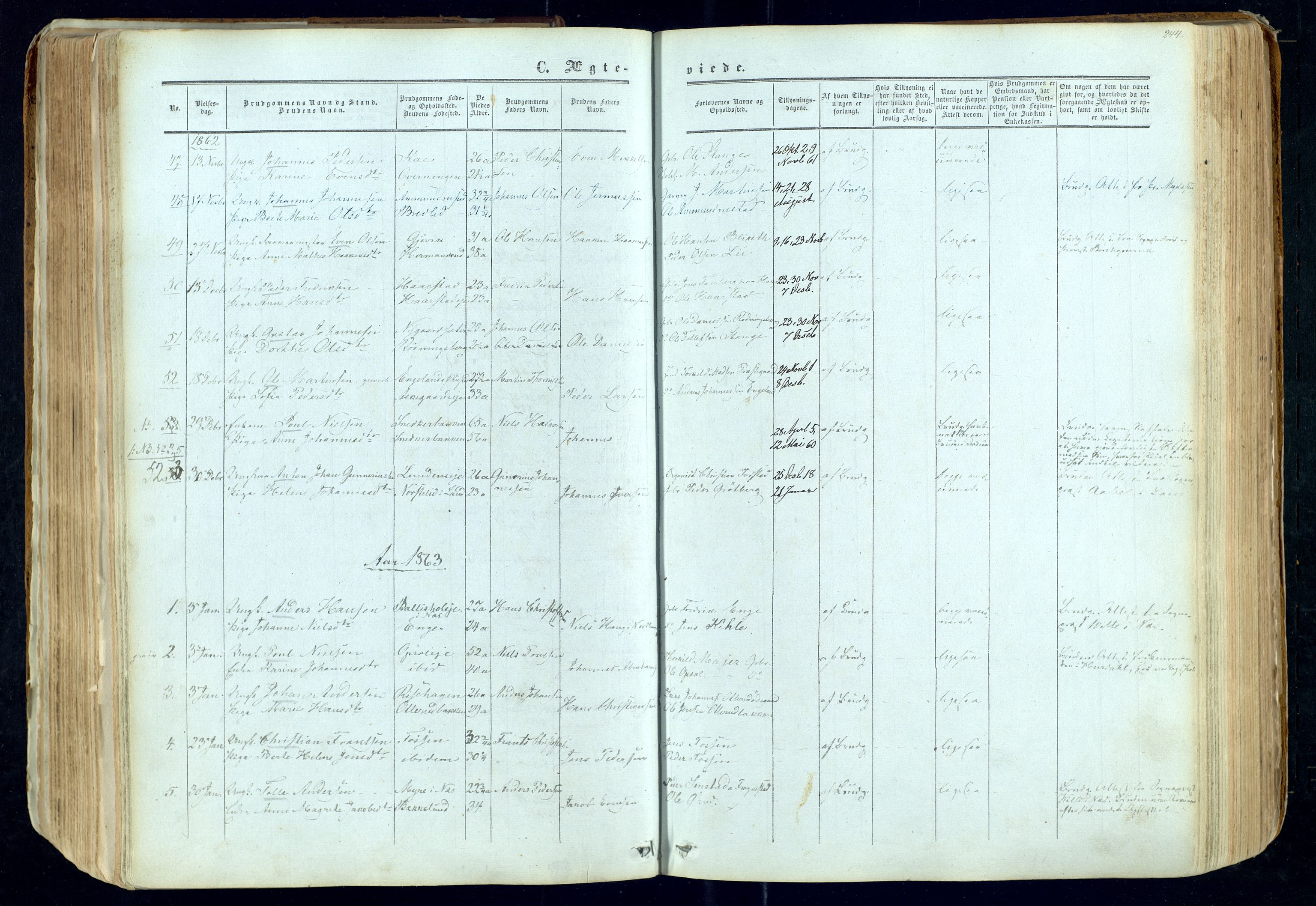 Østre Toten prestekontor, SAH/PREST-104/H/Ha/Haa/L0004: Parish register (official) no. 4, 1857-1865, p. 244