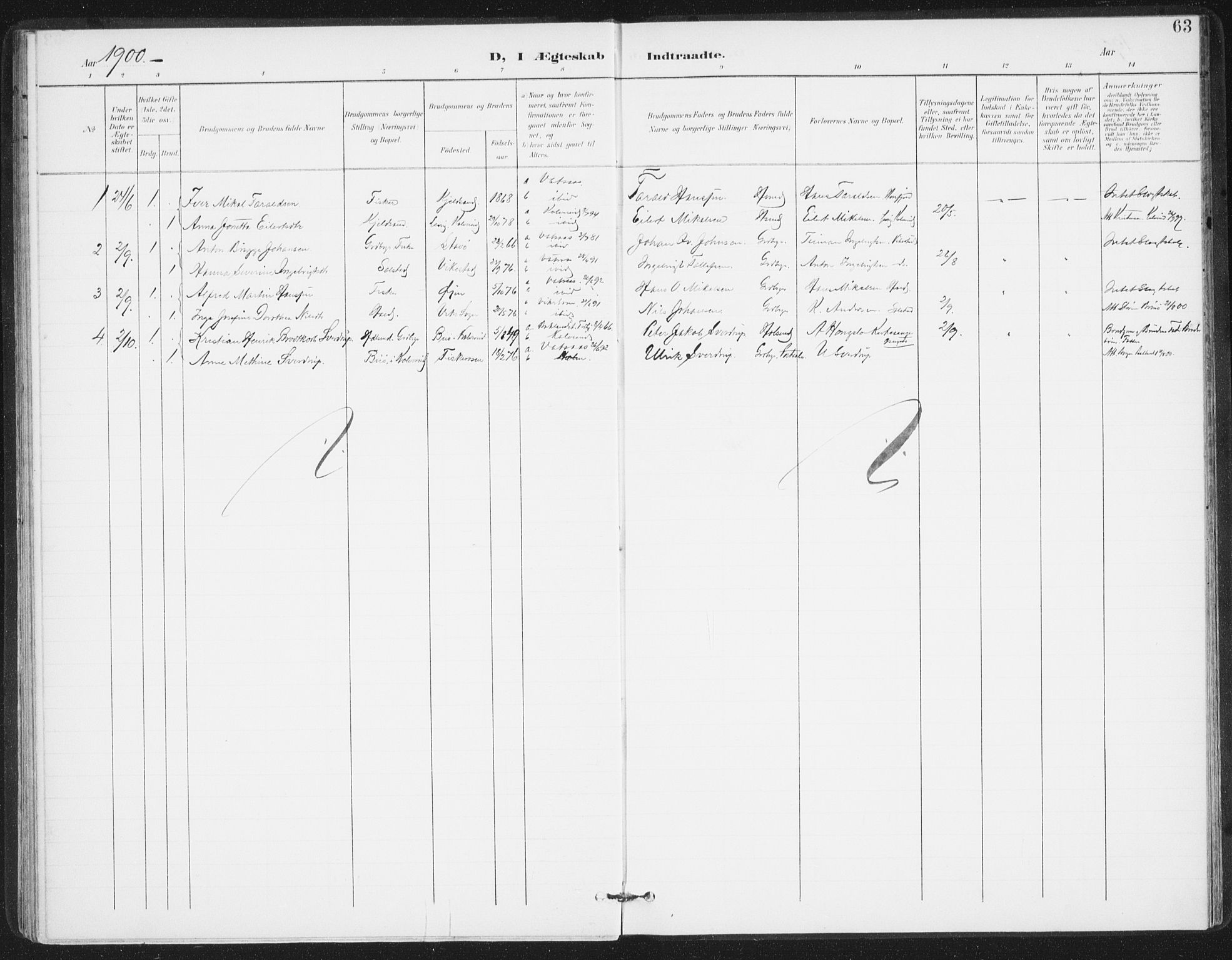 Ministerialprotokoller, klokkerbøker og fødselsregistre - Nordland, SAT/A-1459/811/L0167: Parish register (official) no. 811A04, 1899-1913, p. 63