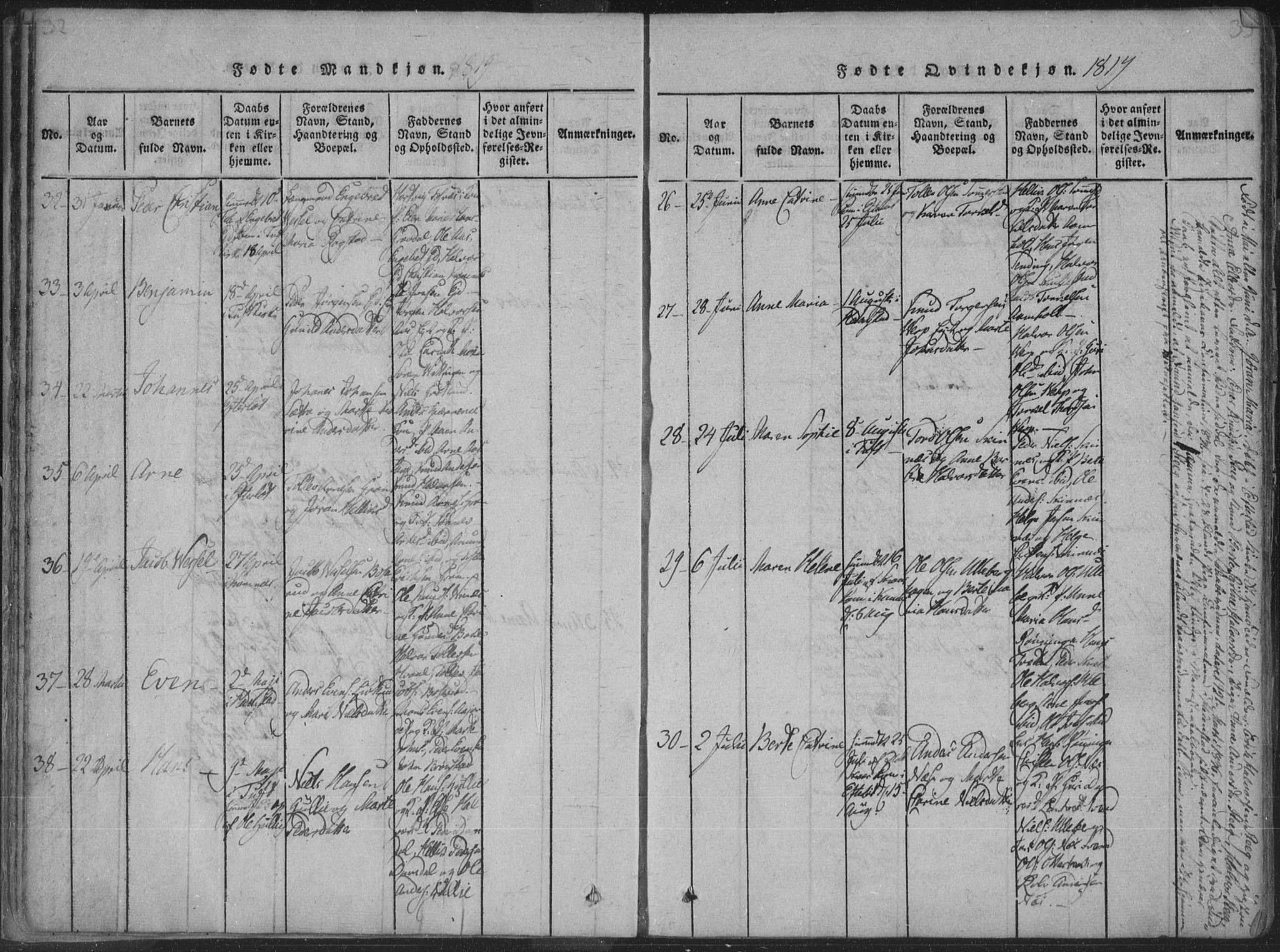 Sandsvær kirkebøker, AV/SAKO-A-244/F/Fa/L0004: Parish register (official) no. I 4, 1817-1839, p. 32-33