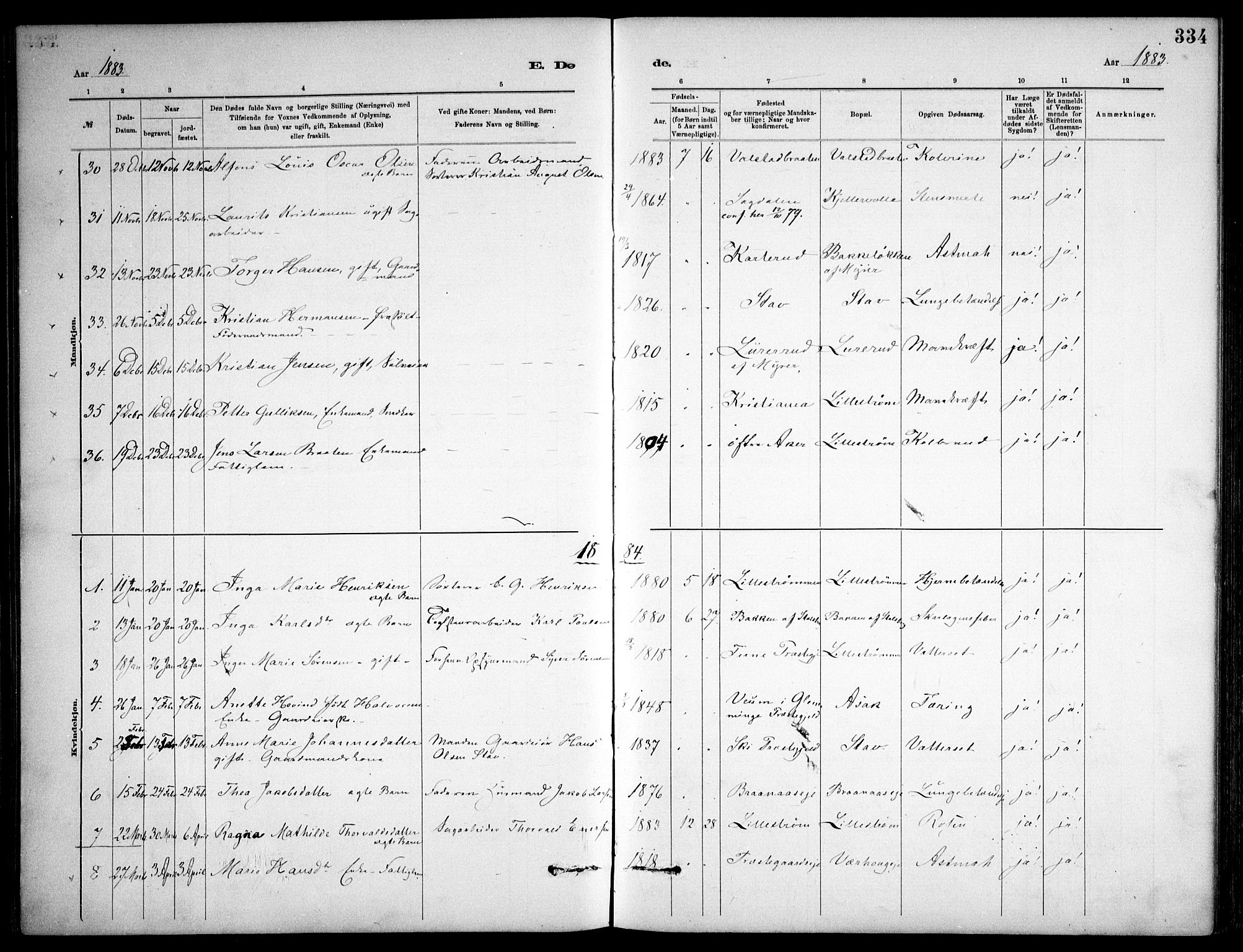 Skedsmo prestekontor Kirkebøker, AV/SAO-A-10033a/F/Fa/L0013: Parish register (official) no. I 13, 1883-1891, p. 334