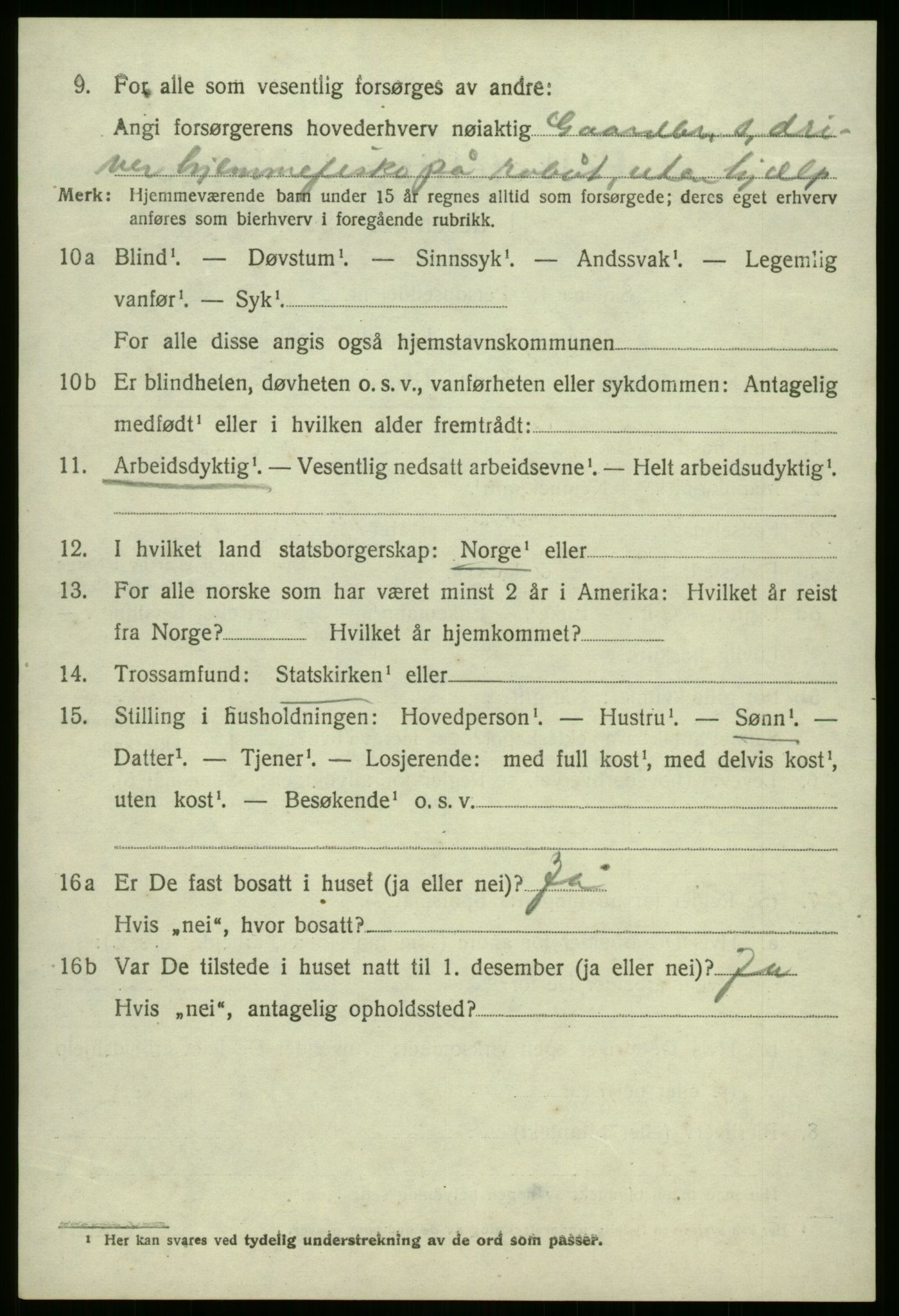 SAB, 1920 census for Selje, 1920, p. 4306