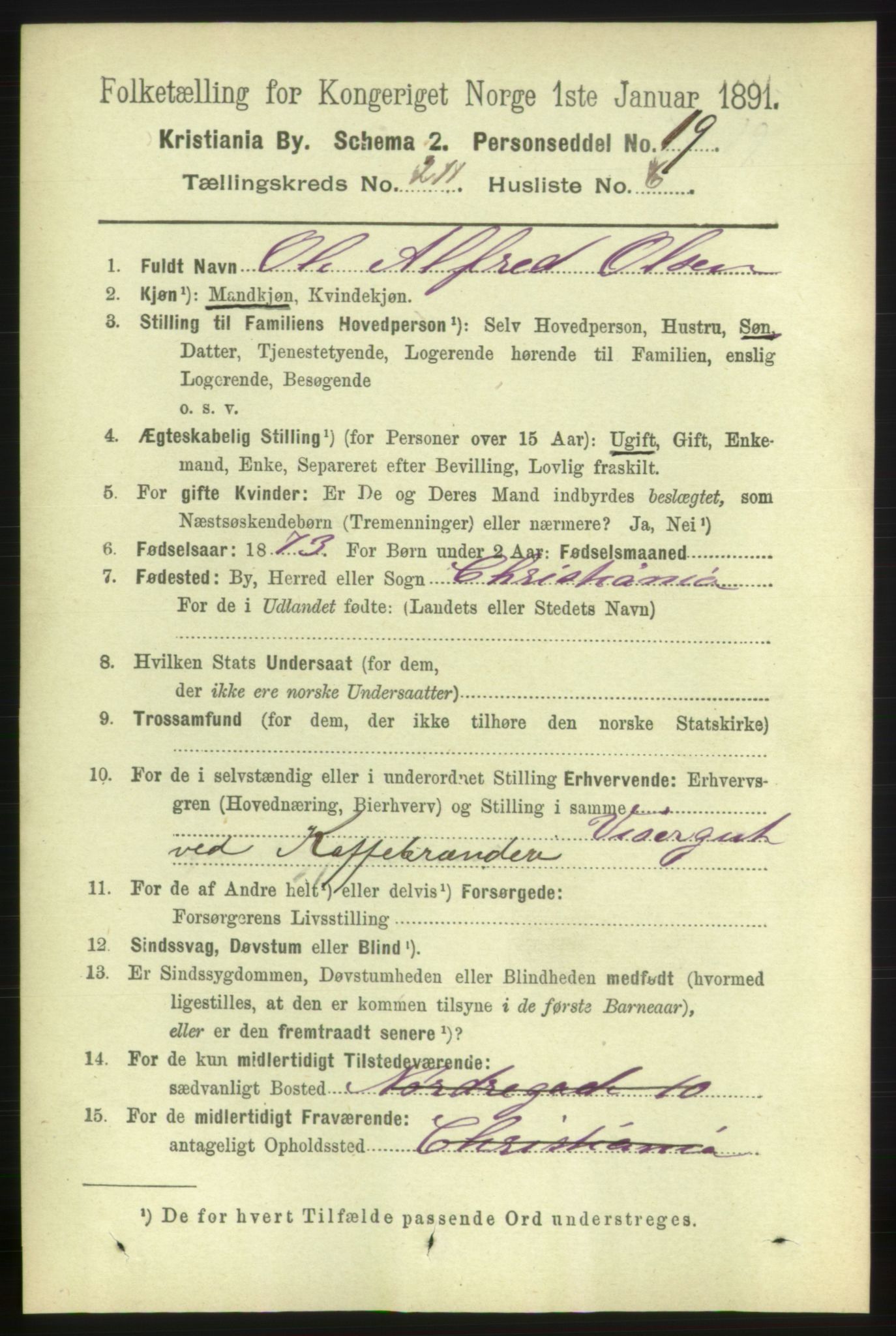 RA, 1891 census for 0301 Kristiania, 1891, p. 126012