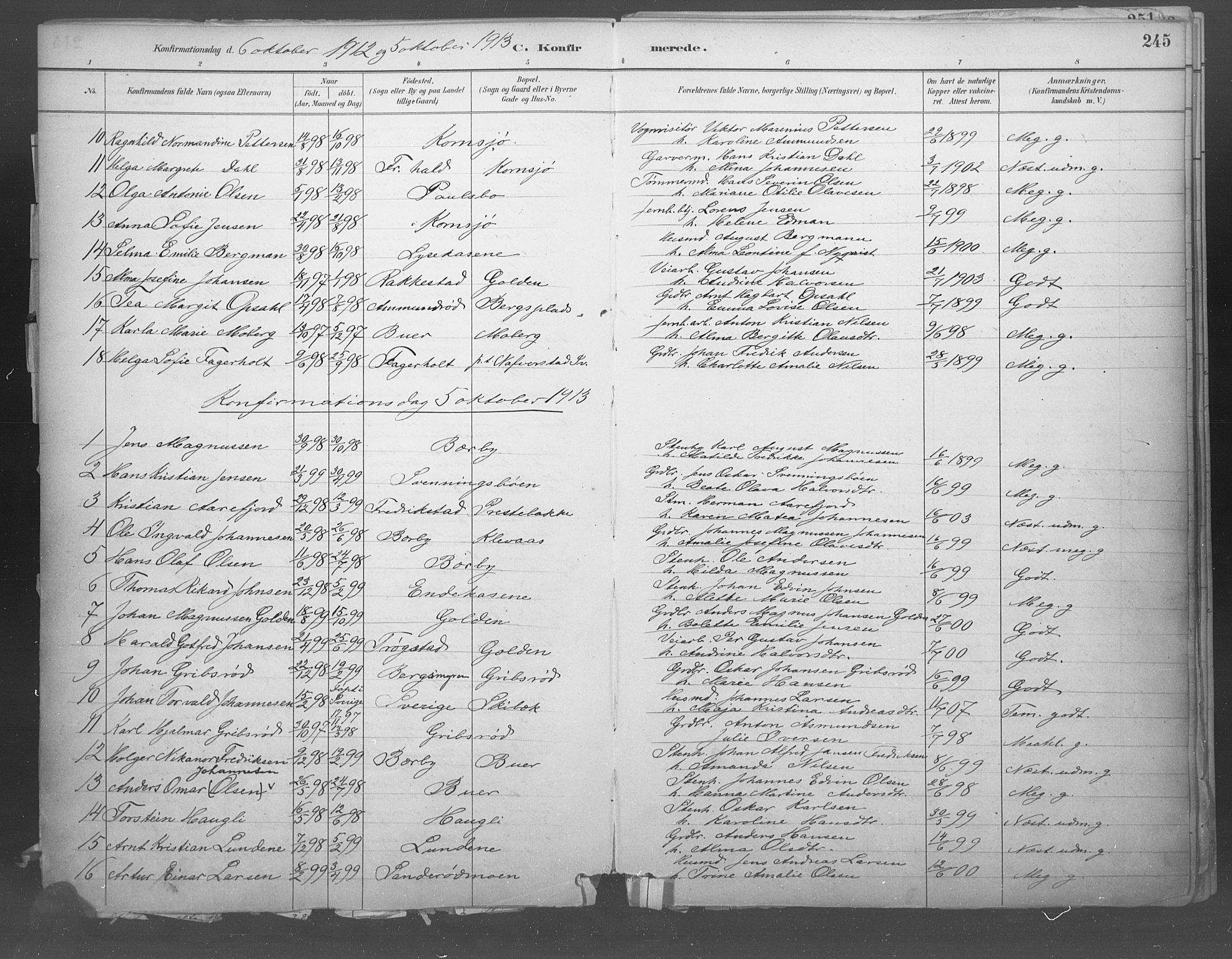 Idd prestekontor Kirkebøker, SAO/A-10911/F/Fb/L0002: Parish register (official) no. II 2, 1882-1923, p. 245