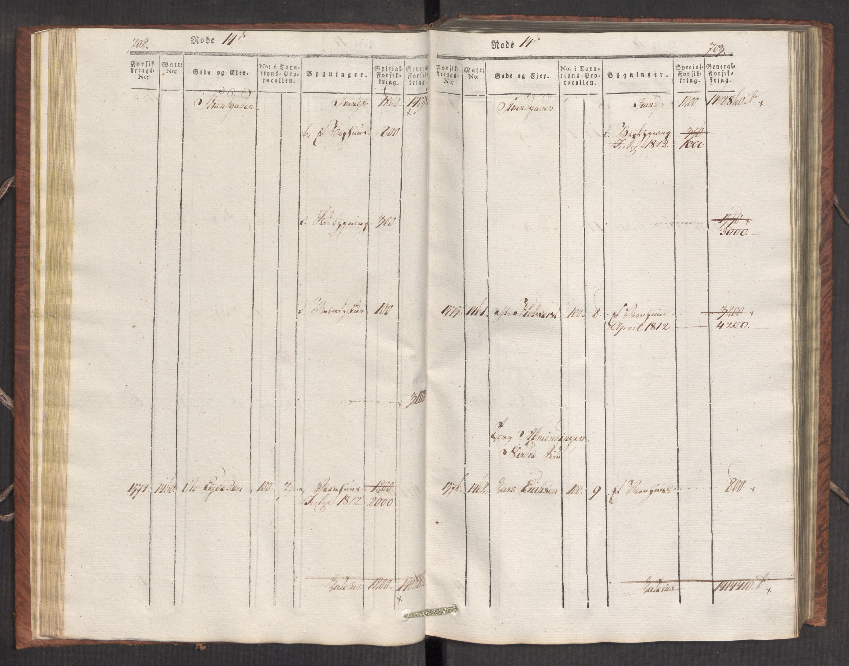 Kommersekollegiet, Brannforsikringskontoret 1767-1814, AV/RA-EA-5458/F/Fa/L0007/0002: Bergen / Branntakstprotokoll, 1807-1817, p. 702-703