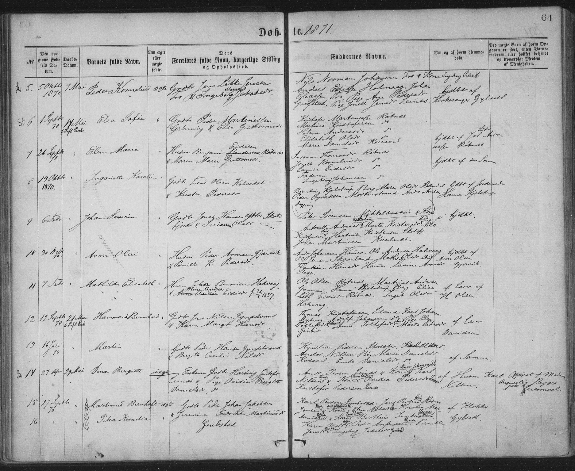 Ministerialprotokoller, klokkerbøker og fødselsregistre - Nordland, AV/SAT-A-1459/855/L0801: Parish register (official) no. 855A09, 1864-1874, p. 64