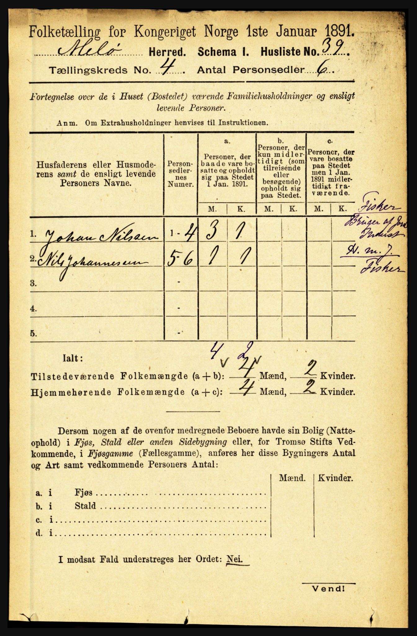 RA, 1891 census for 1837 Meløy, 1891, p. 1456