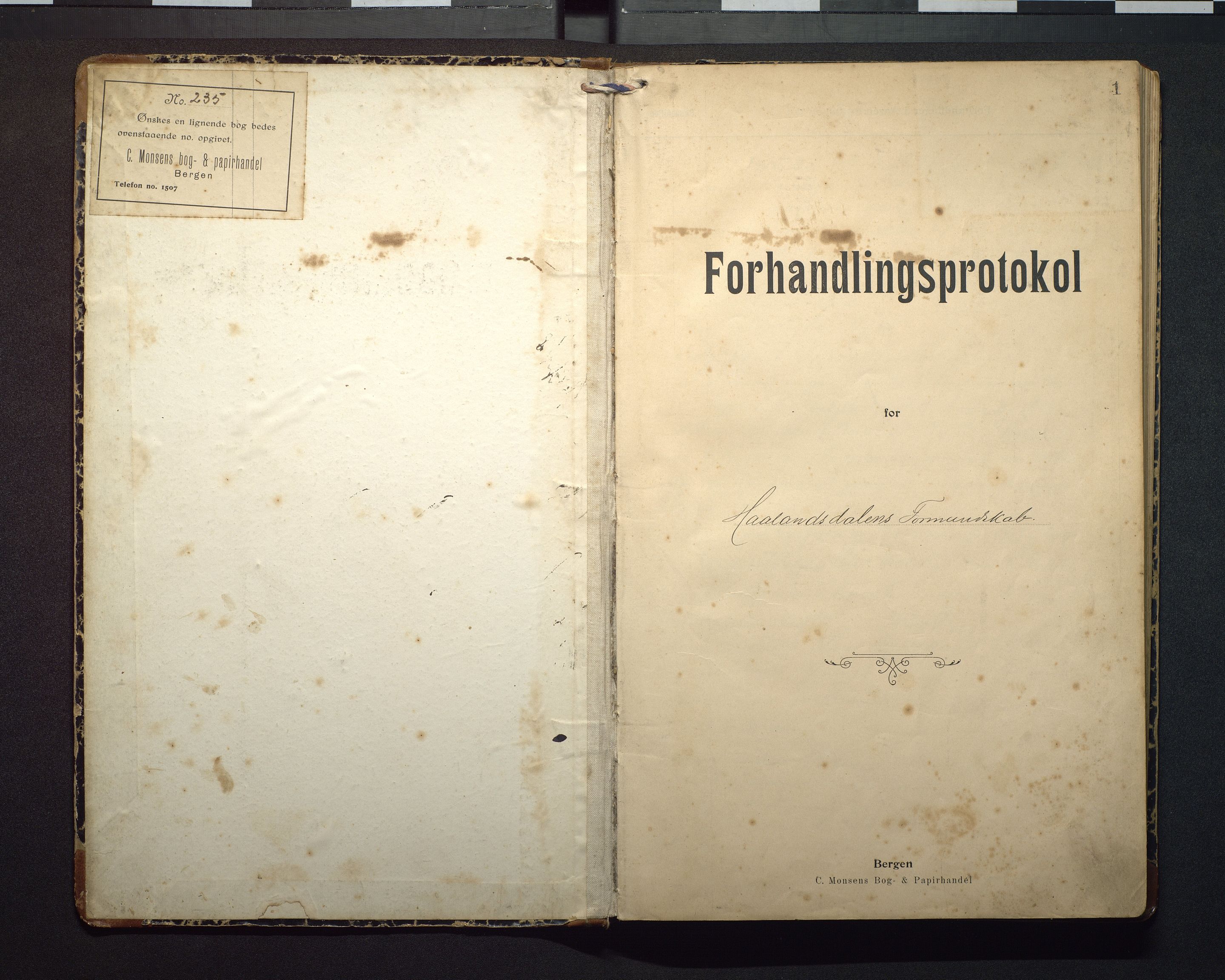 Hålandsdalen kommune. Formannskapet, IKAH/1239-021/A/Aa/L0001: Møtebok for formannskap og kommunestyre, 1902-1915, p. 1