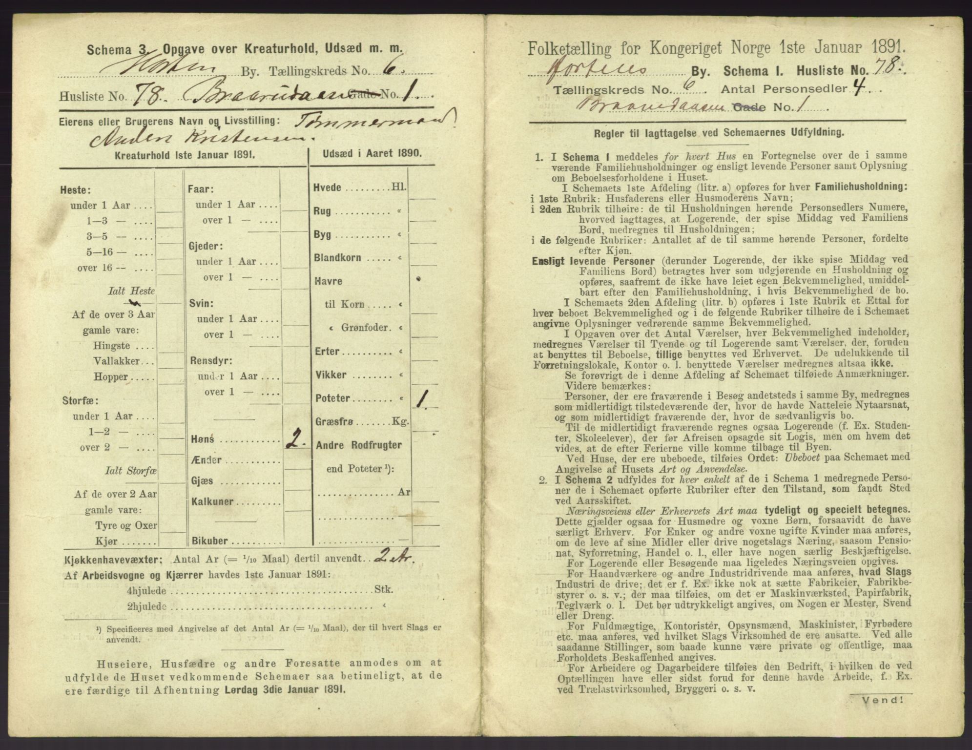 RA, 1891 census for 0703 Horten, 1891, p. 701