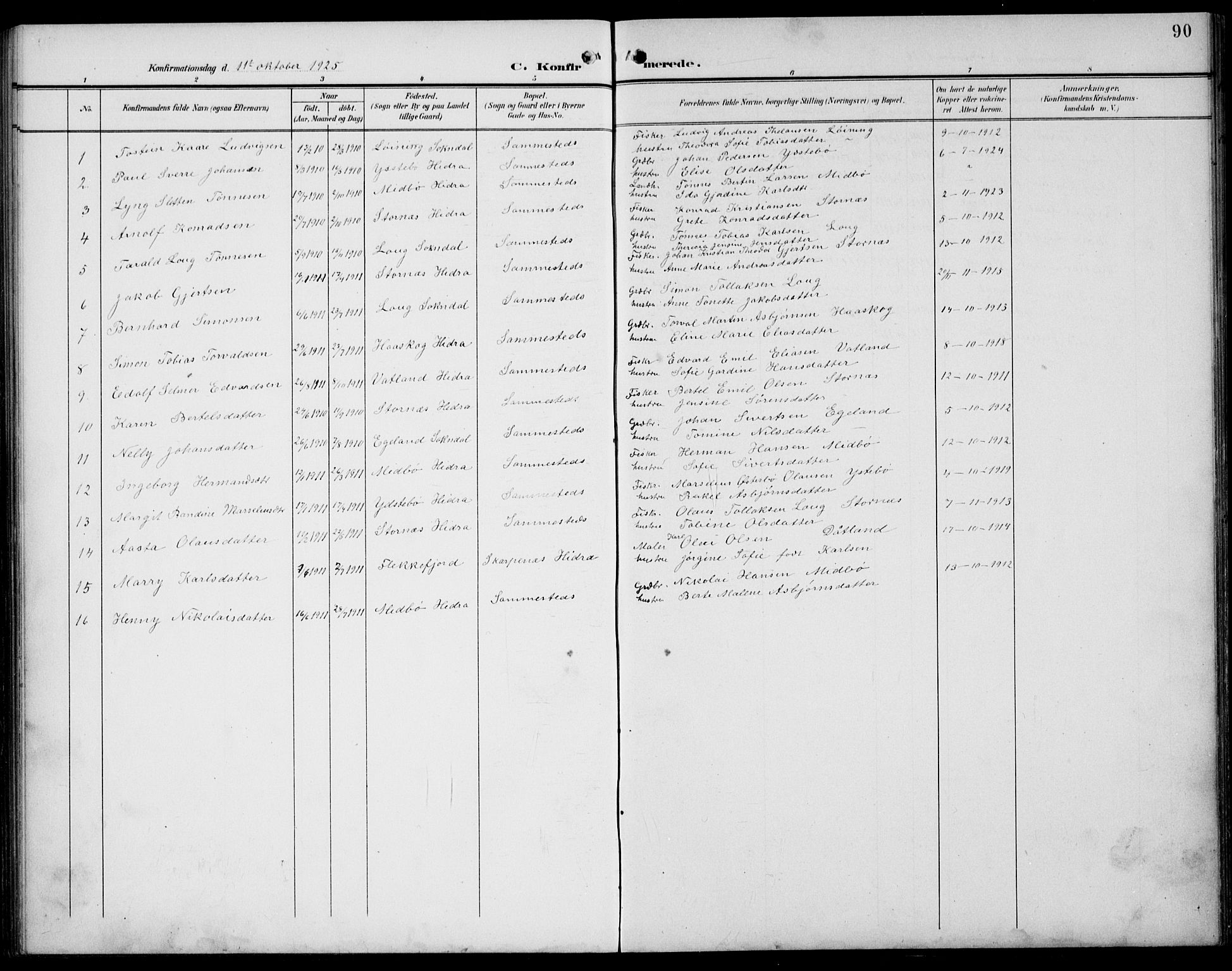 Sokndal sokneprestkontor, SAST/A-101808: Parish register (copy) no. B 7, 1904-1935, p. 90
