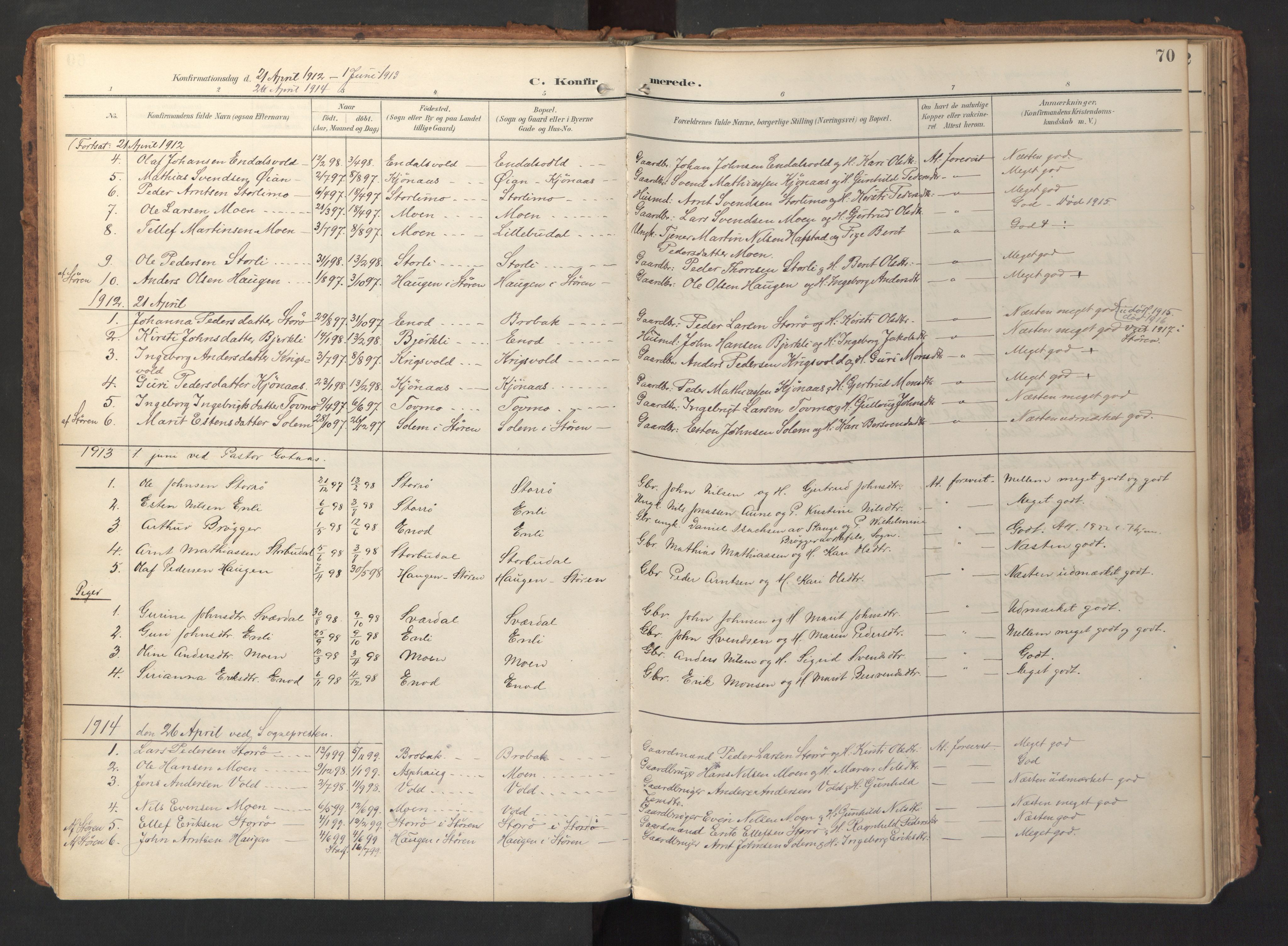 Ministerialprotokoller, klokkerbøker og fødselsregistre - Sør-Trøndelag, SAT/A-1456/690/L1050: Parish register (official) no. 690A01, 1889-1929, p. 70