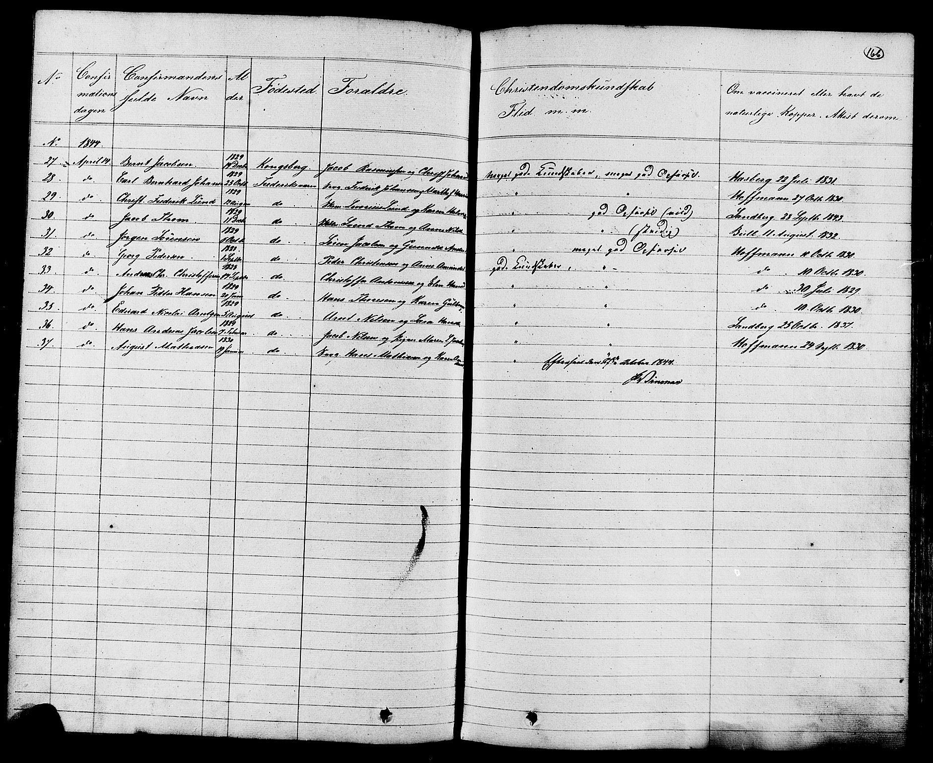 Stavern kirkebøker, AV/SAKO-A-318/G/Ga/L0002: Parish register (copy) no. 2, 1839-1909, p. 166