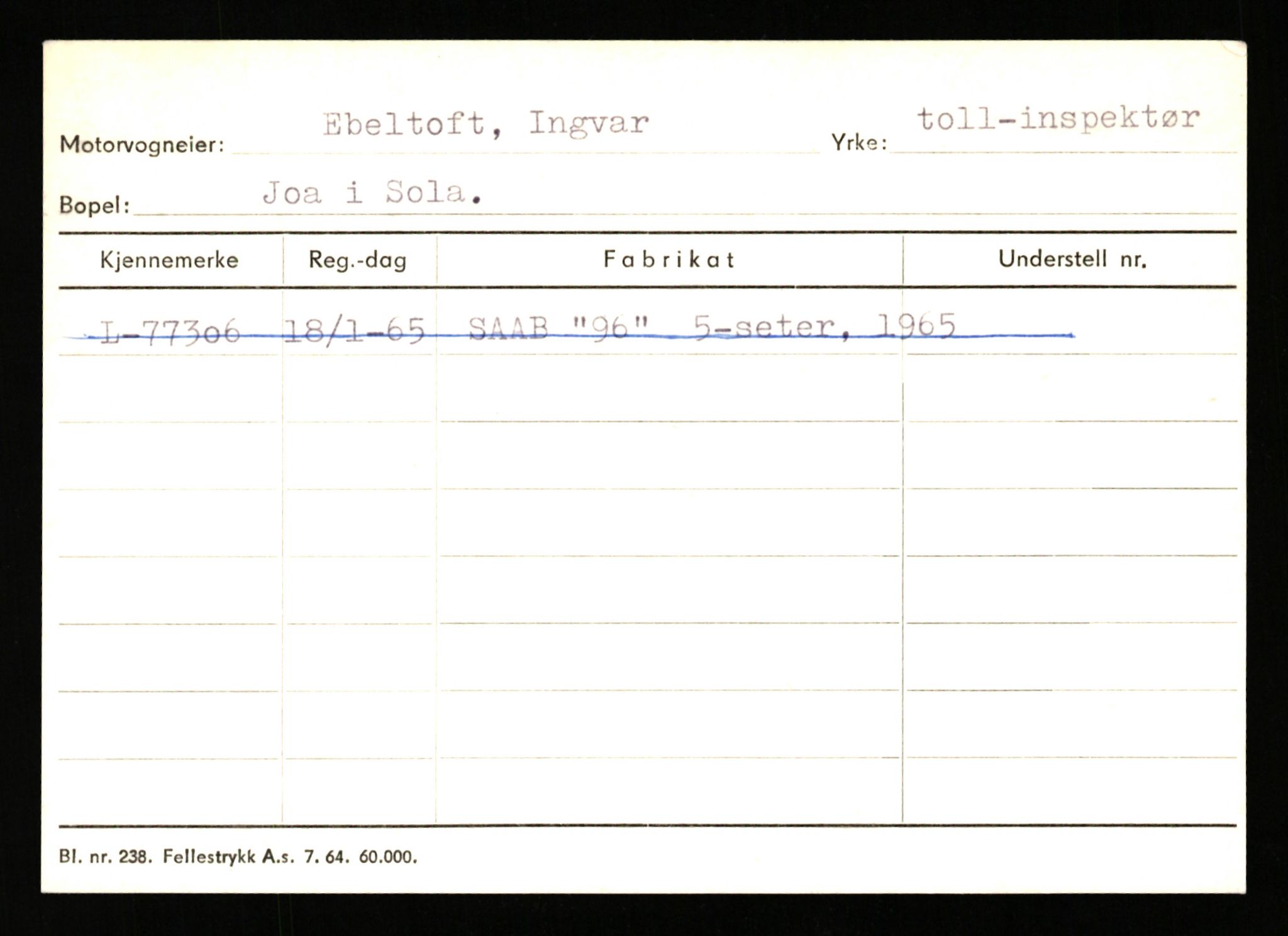 Stavanger trafikkstasjon, SAST/A-101942/0/H/L0006: Dalva - Egersund, 1930-1971, p. 1437