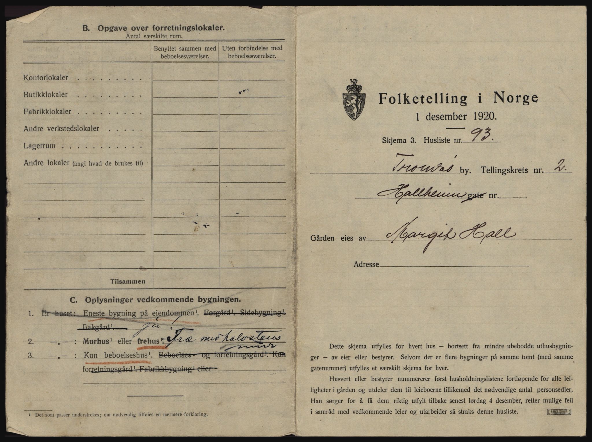 SATØ, 1920 census for Tromsø, 1920, p. 423