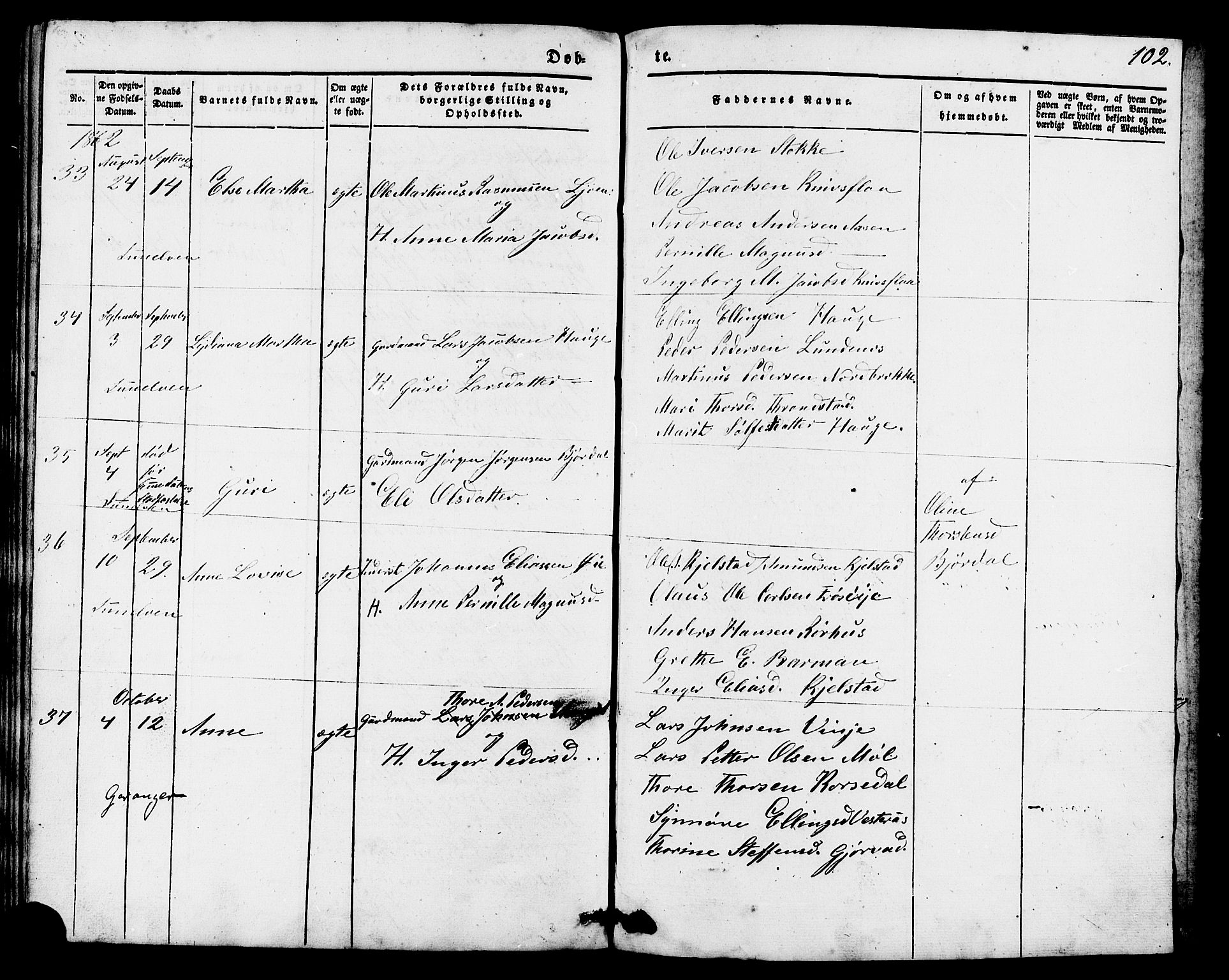 Ministerialprotokoller, klokkerbøker og fødselsregistre - Møre og Romsdal, AV/SAT-A-1454/517/L0222: Parish register (official) no. 517A02, 1846-1862, p. 102