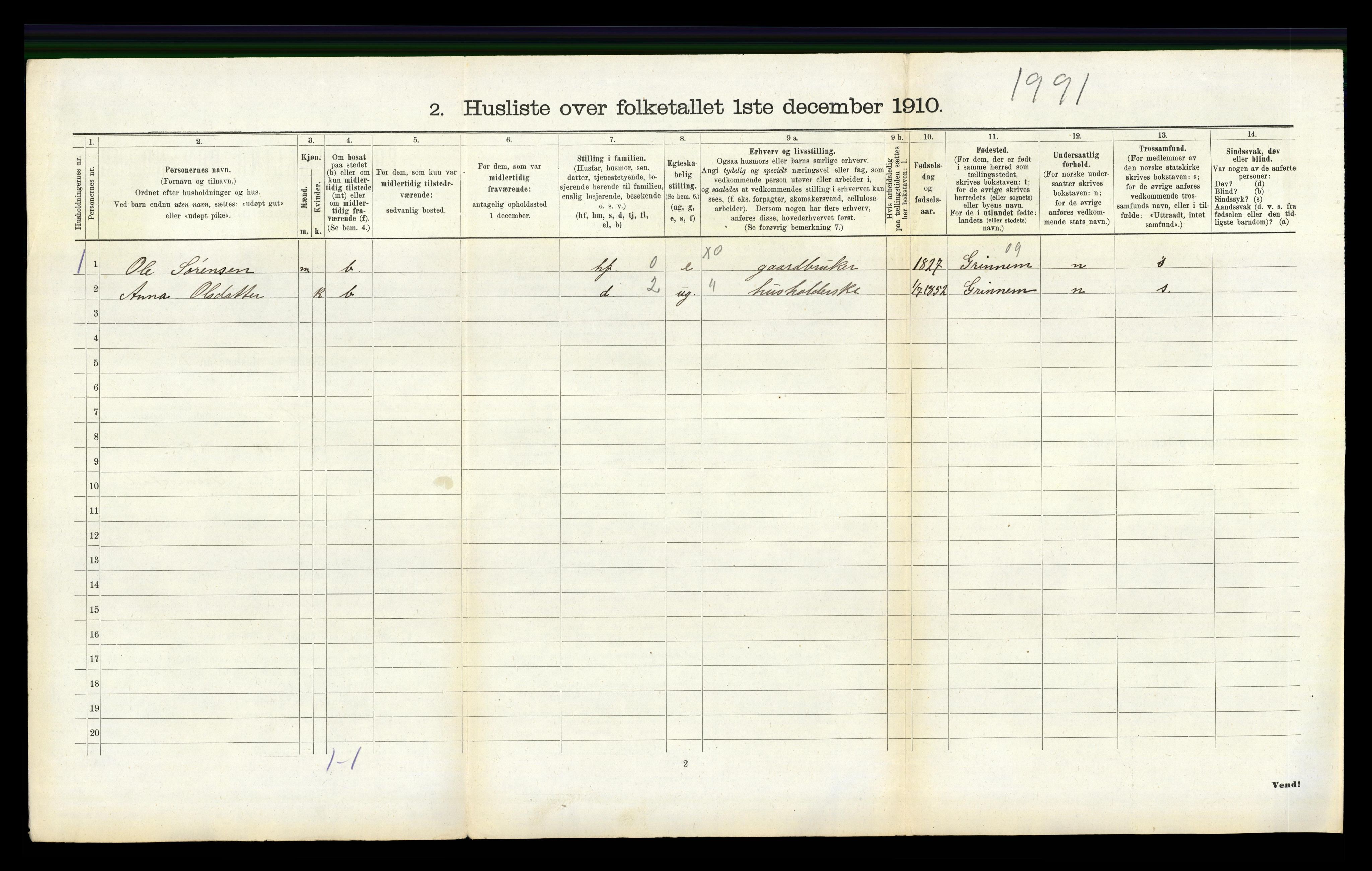 RA, 1910 census for Øyslebø, 1910, p. 197