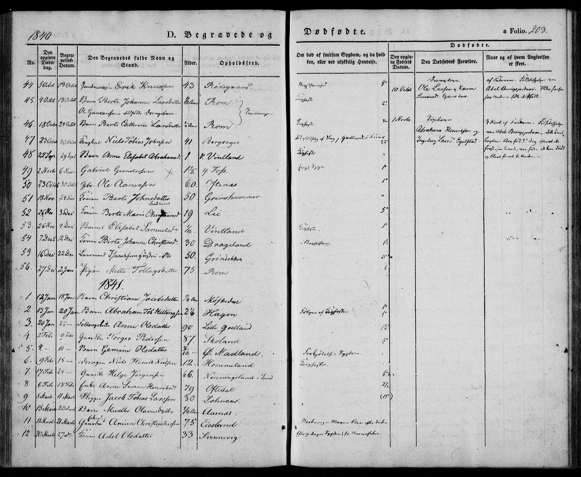 Lyngdal sokneprestkontor, AV/SAK-1111-0029/F/Fa/Fac/L0008: Parish register (official) no. A 8, 1837-1852, p. 203