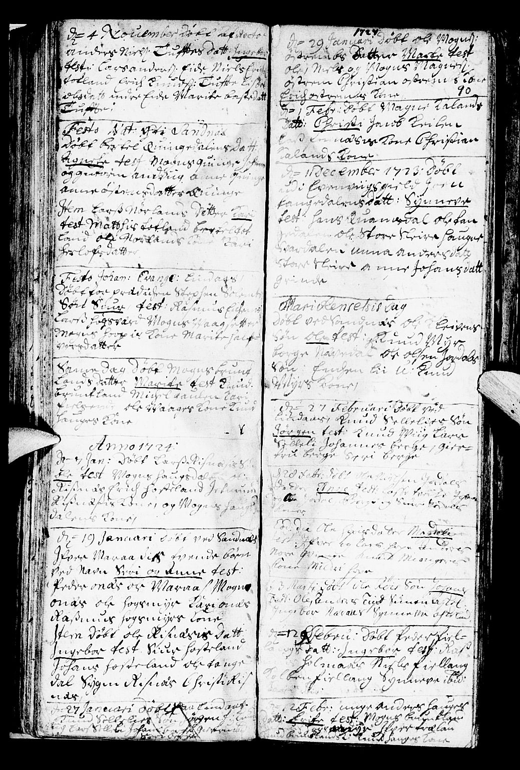 Lindås Sokneprestembete, AV/SAB-A-76701/H/Haa/Haaa/L0001: Parish register (official) no. A 1, 1699-1746, p. 90