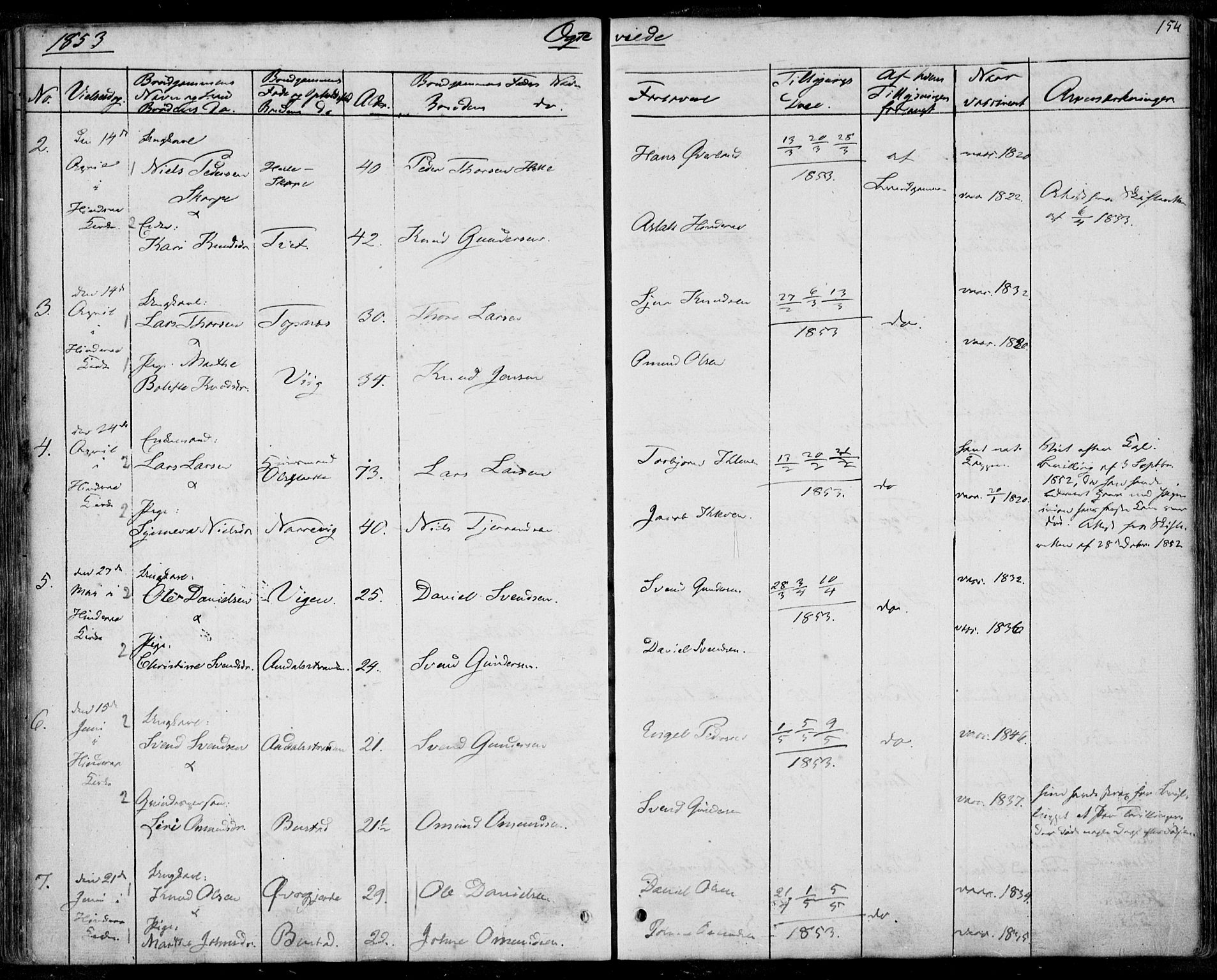 Nedstrand sokneprestkontor, SAST/A-101841/01/IV: Parish register (official) no. A 8, 1839-1860, p. 154