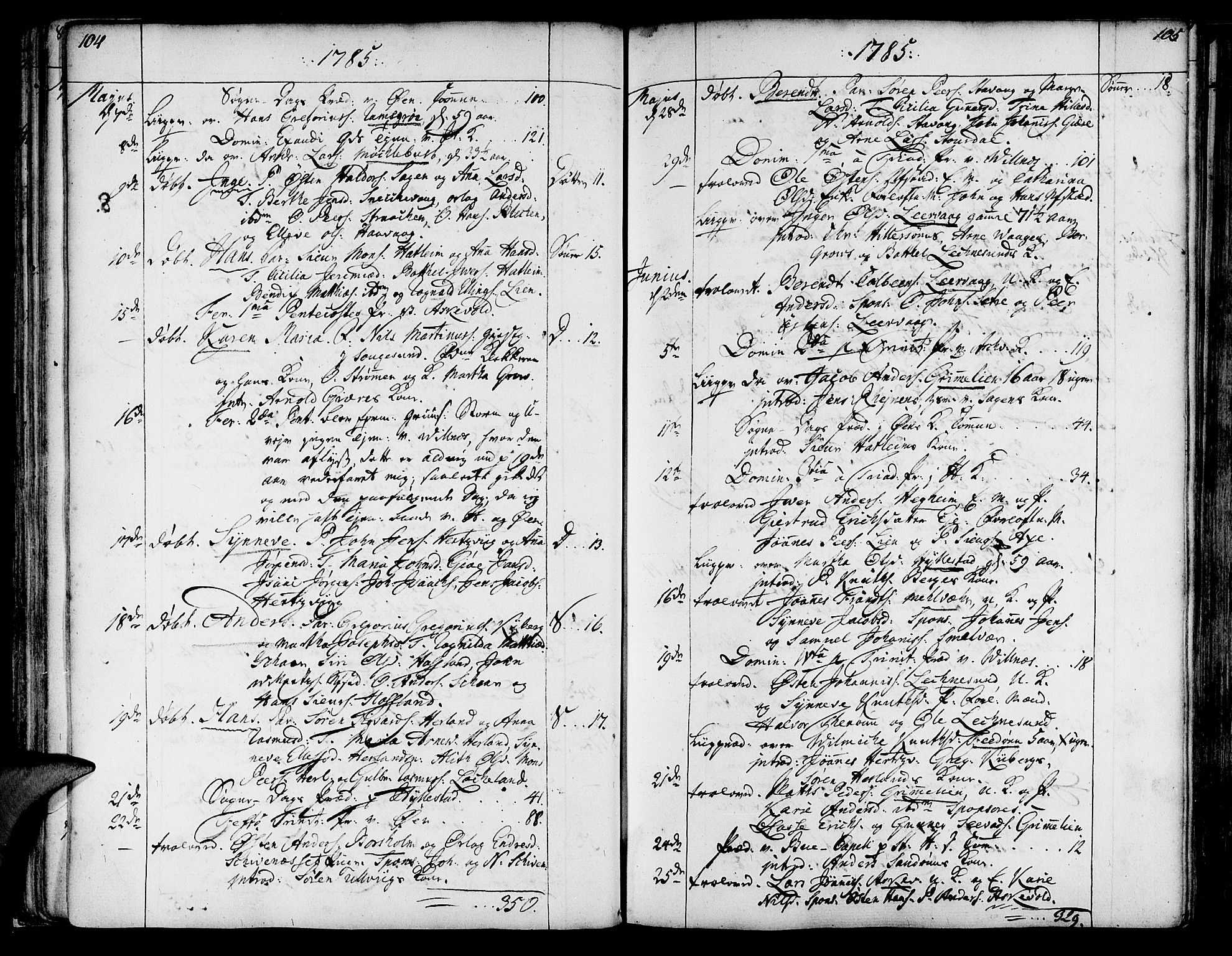 Askvoll sokneprestembete, SAB/A-79501/H/Haa/Haaa/L0009: Parish register (official) no. A 9, 1776-1821, p. 104-105