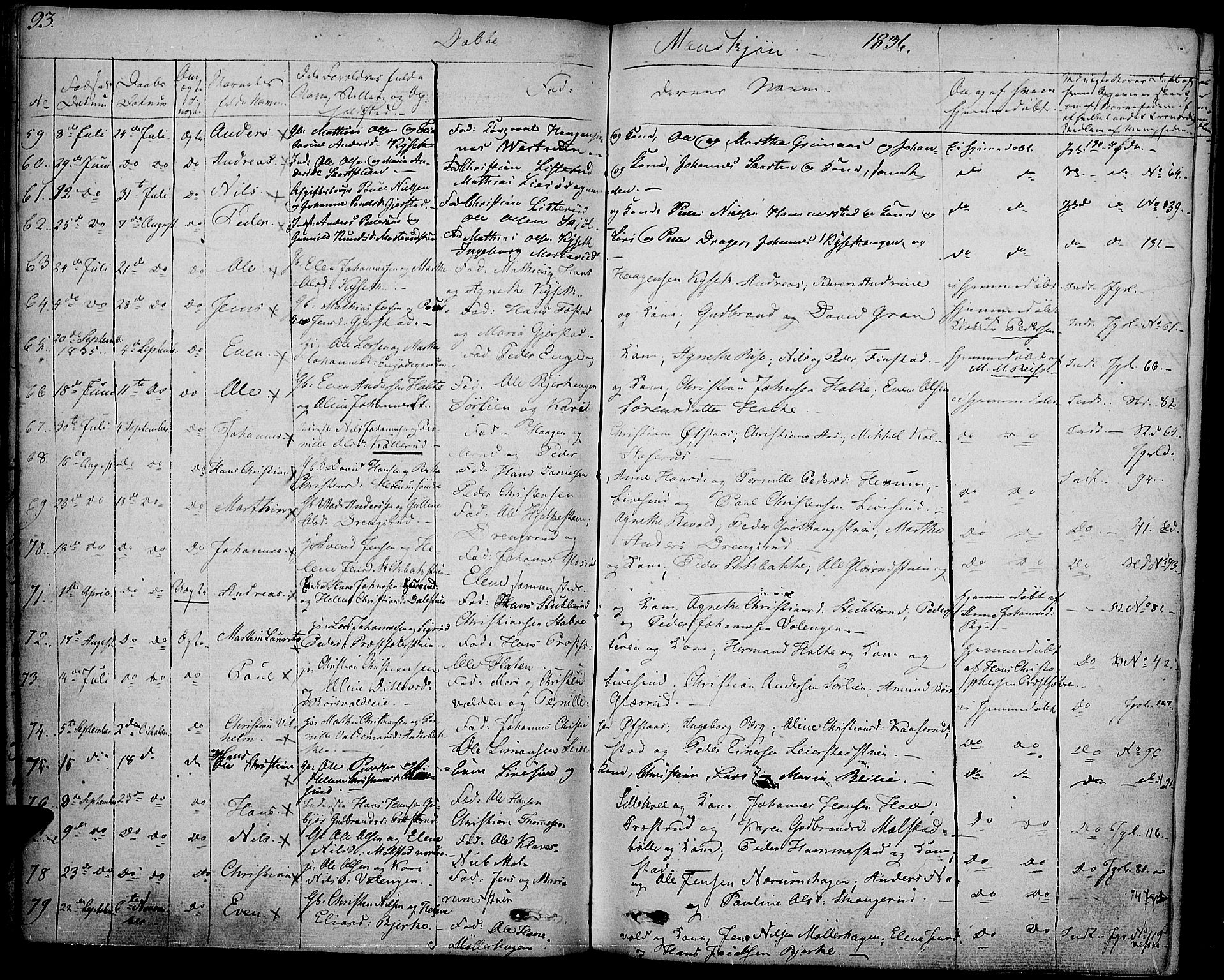 Vestre Toten prestekontor, SAH/PREST-108/H/Ha/Haa/L0002: Parish register (official) no. 2, 1825-1837, p. 93