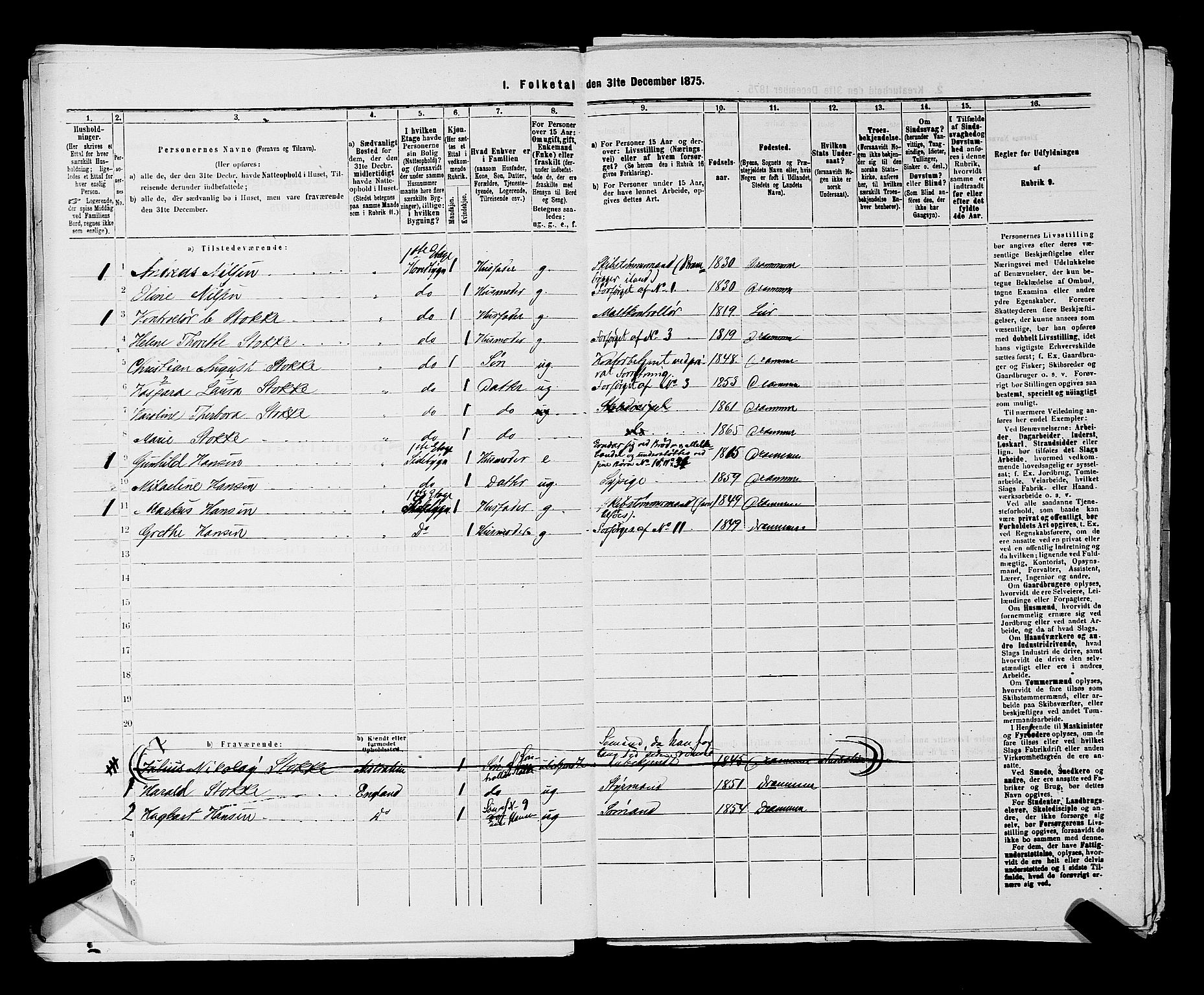 SAKO, 1875 census for 0602 Drammen, 1875, p. 2860