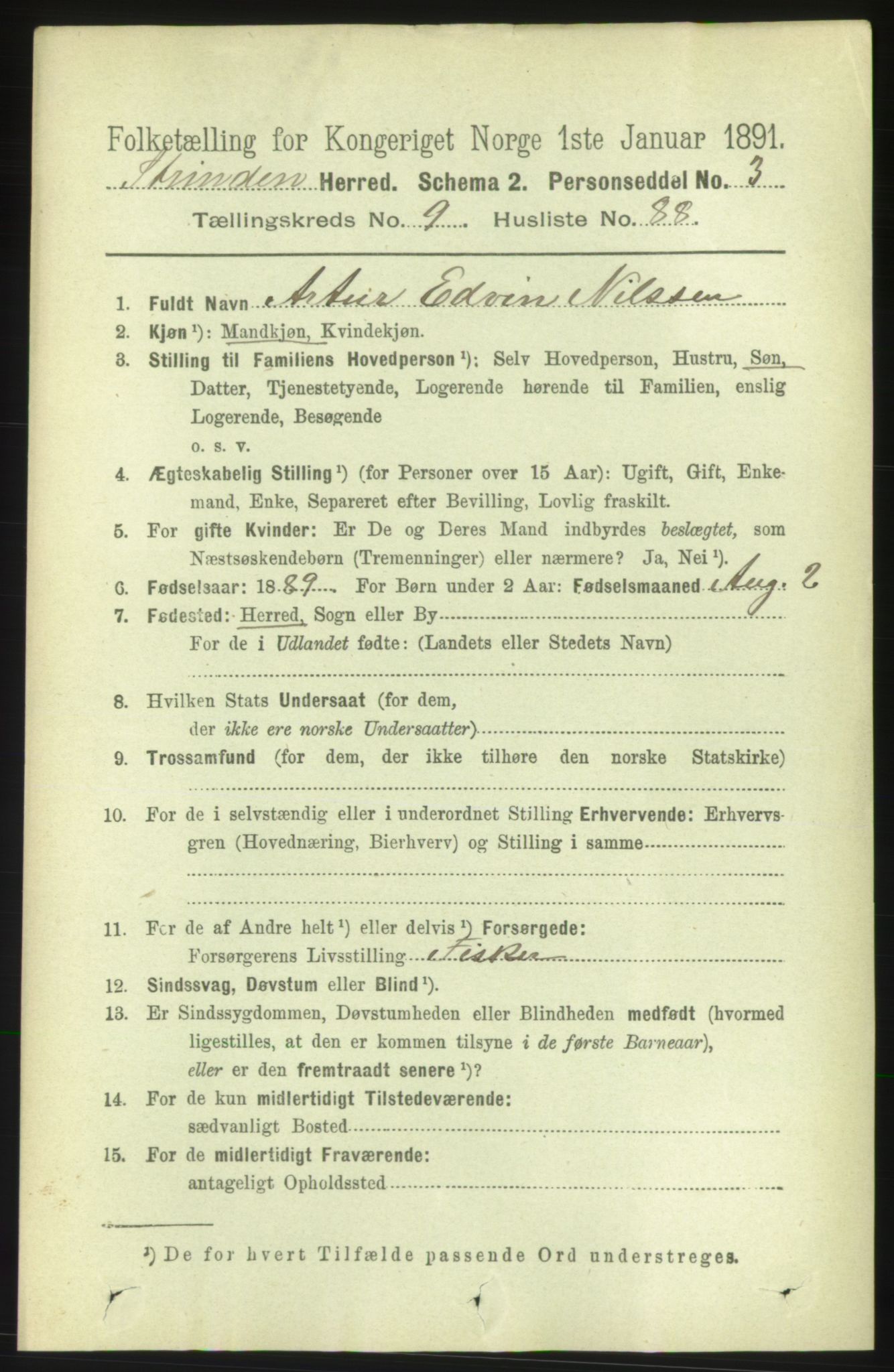 RA, 1891 census for 1660 Strinda, 1891, p. 8874