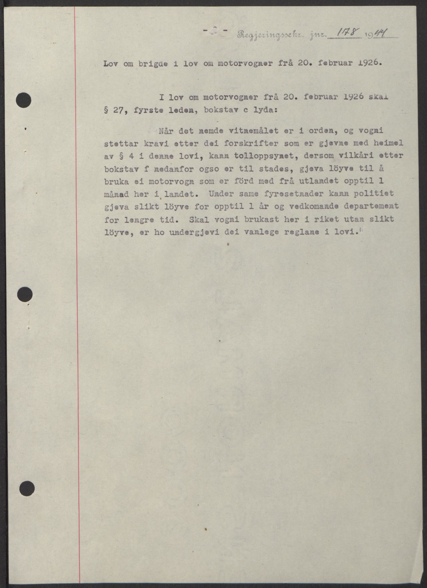 NS-administrasjonen 1940-1945 (Statsrådsekretariatet, de kommisariske statsråder mm), AV/RA-S-4279/D/Db/L0100: Lover, 1944, p. 296