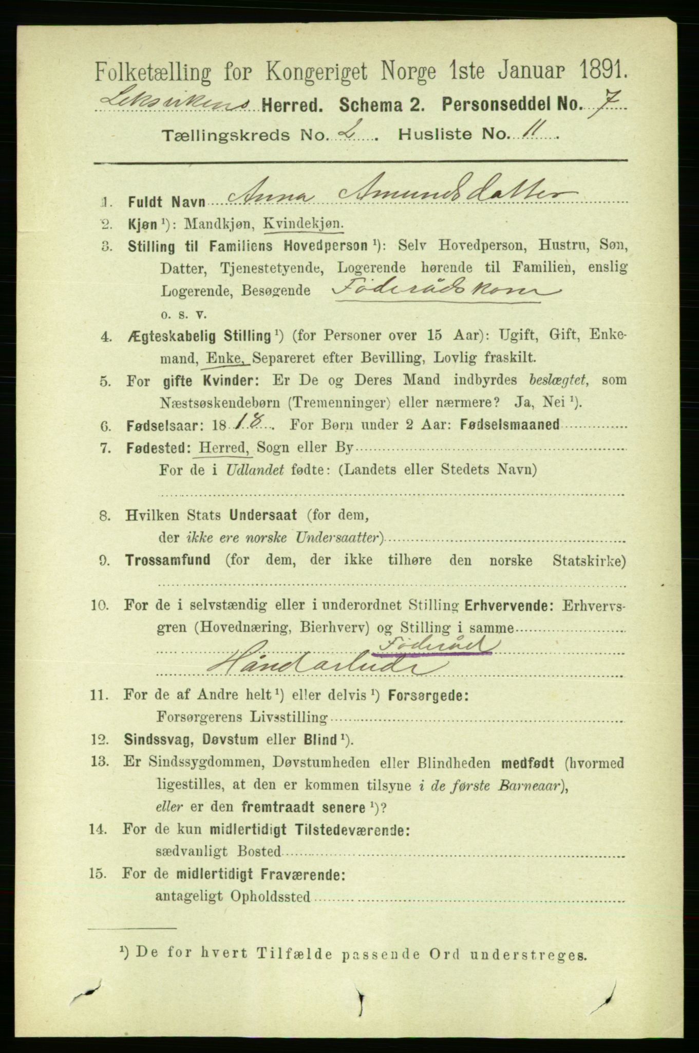 RA, 1891 census for 1718 Leksvik, 1891, p. 729