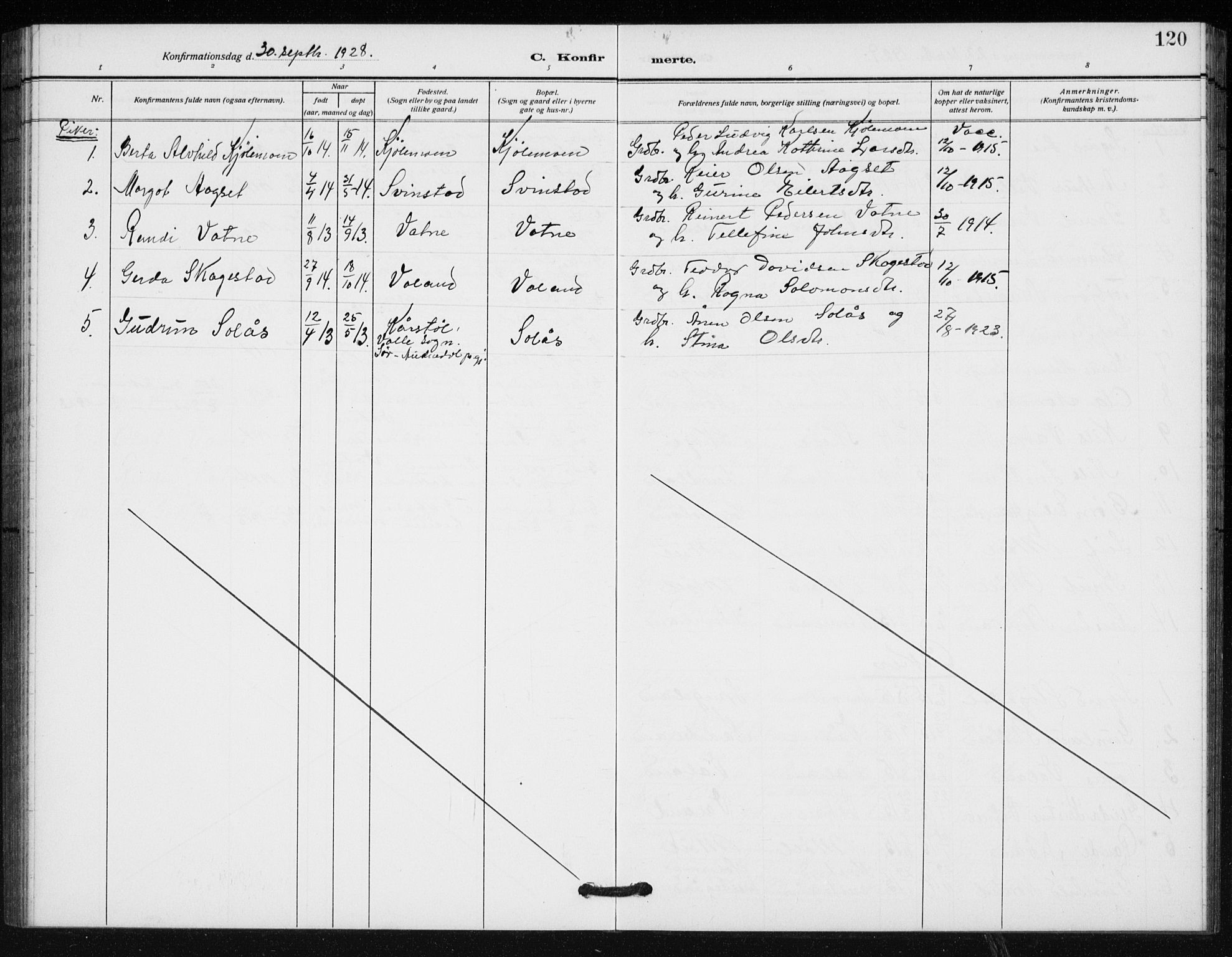 Holum sokneprestkontor, SAK/1111-0022/F/Fb/Fba/L0006: Parish register (copy) no. B 6, 1910-1936, p. 120