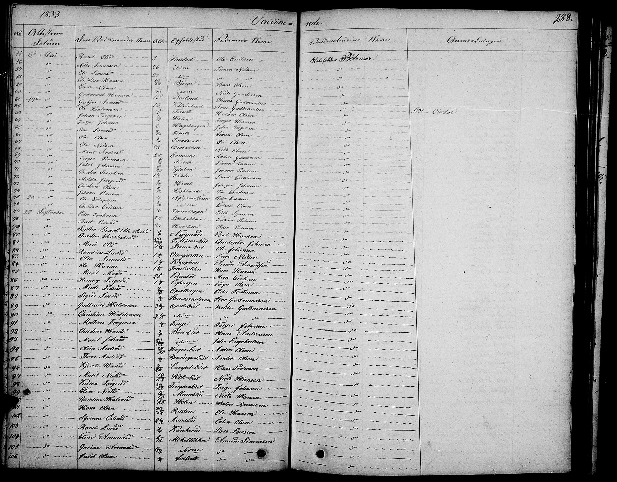 Gausdal prestekontor, SAH/PREST-090/H/Ha/Haa/L0006: Parish register (official) no. 6, 1830-1839, p. 288