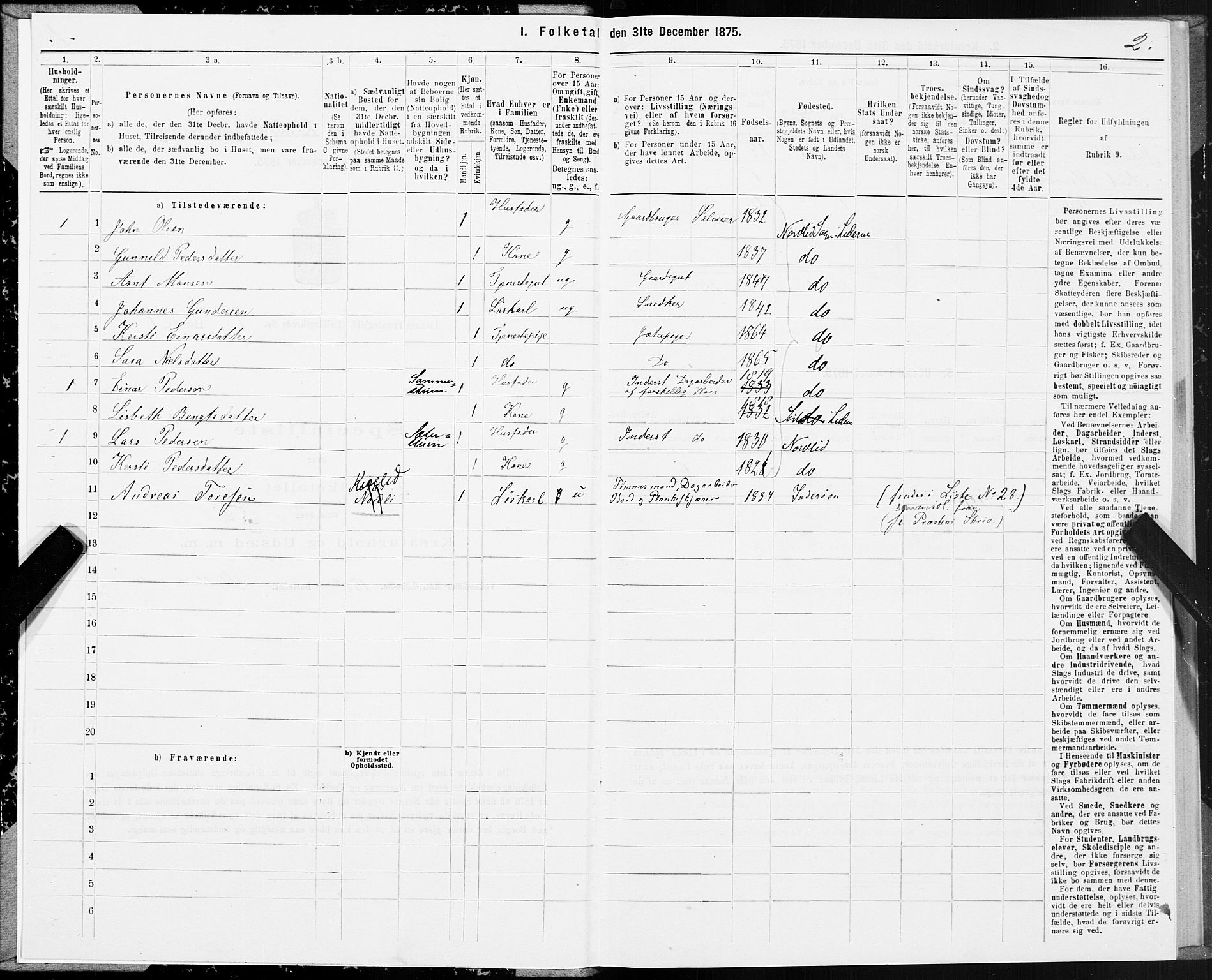 SAT, 1875 census for 1737P Lierne, 1875, p. 1002