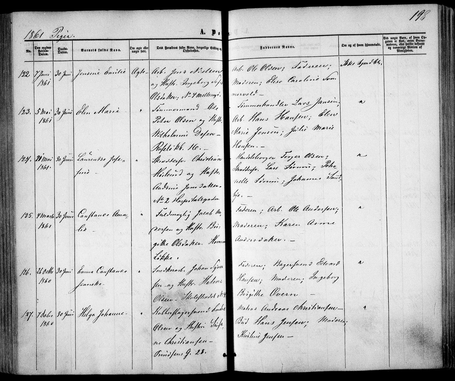 Trefoldighet prestekontor Kirkebøker, SAO/A-10882/F/Fa/L0001: Parish register (official) no. I 1, 1858-1863, p. 198