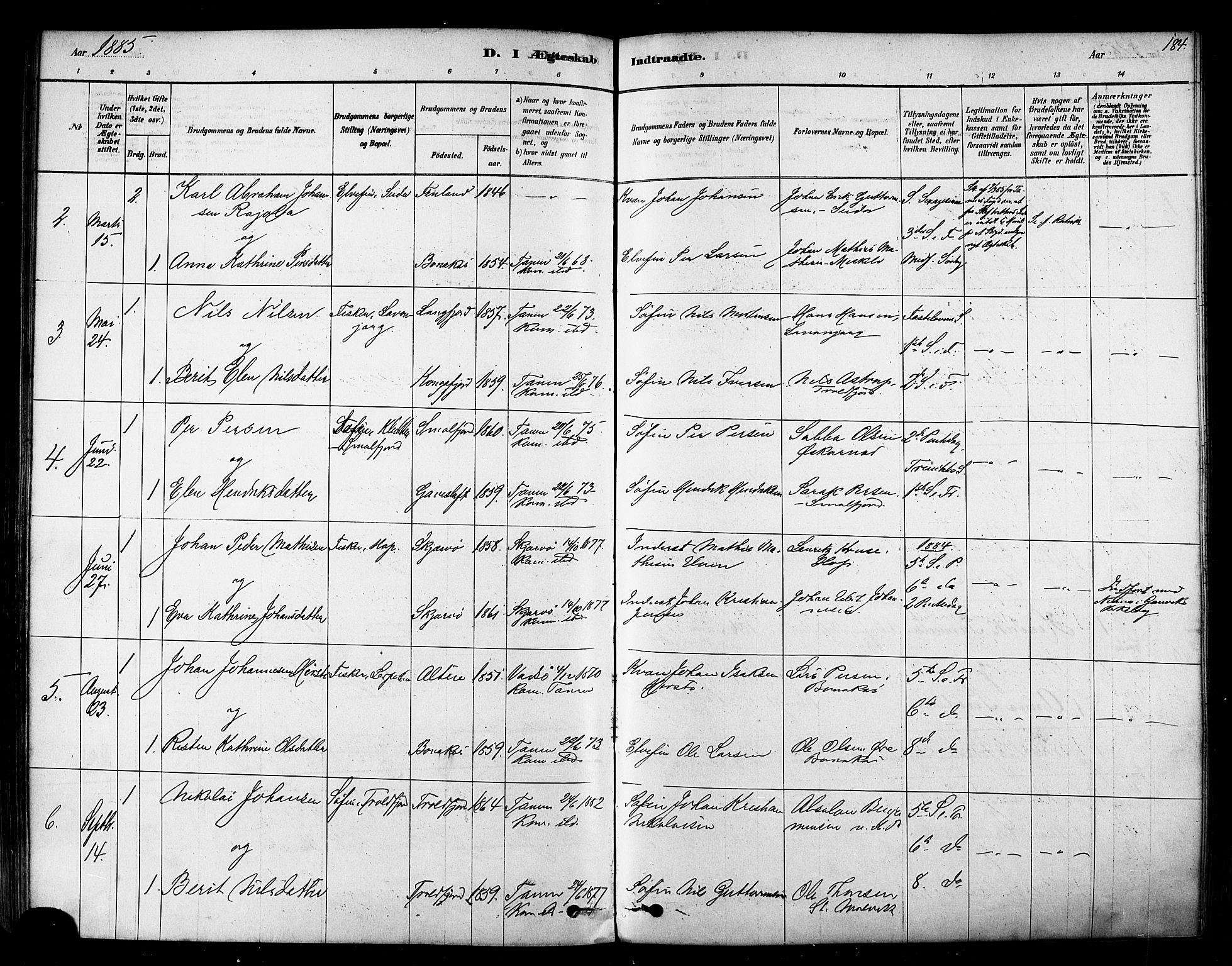 Tana sokneprestkontor, SATØ/S-1334/H/Ha/L0004kirke: Parish register (official) no. 4, 1878-1891, p. 184