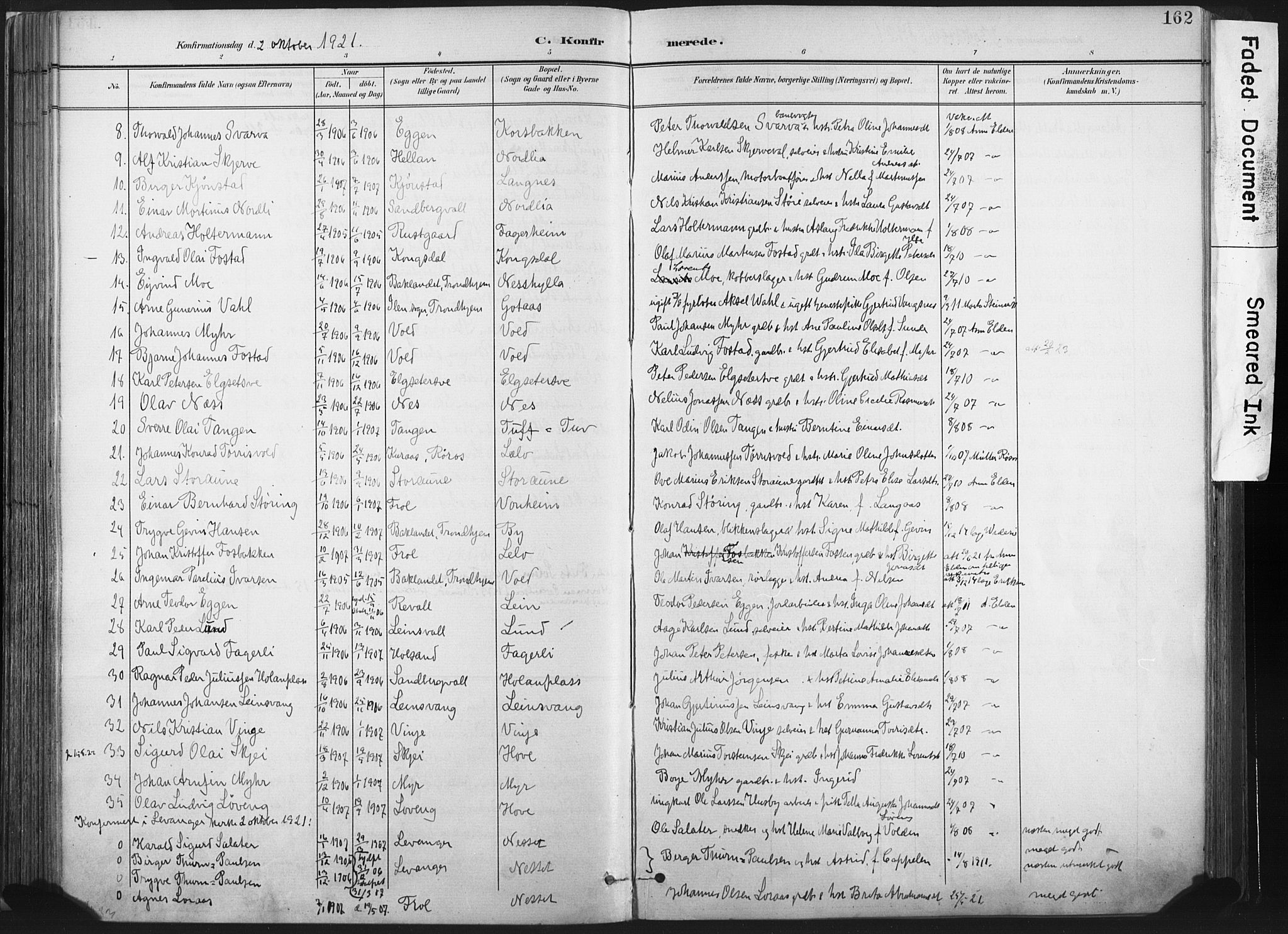 Ministerialprotokoller, klokkerbøker og fødselsregistre - Nord-Trøndelag, SAT/A-1458/717/L0162: Parish register (official) no. 717A12, 1898-1923, p. 162