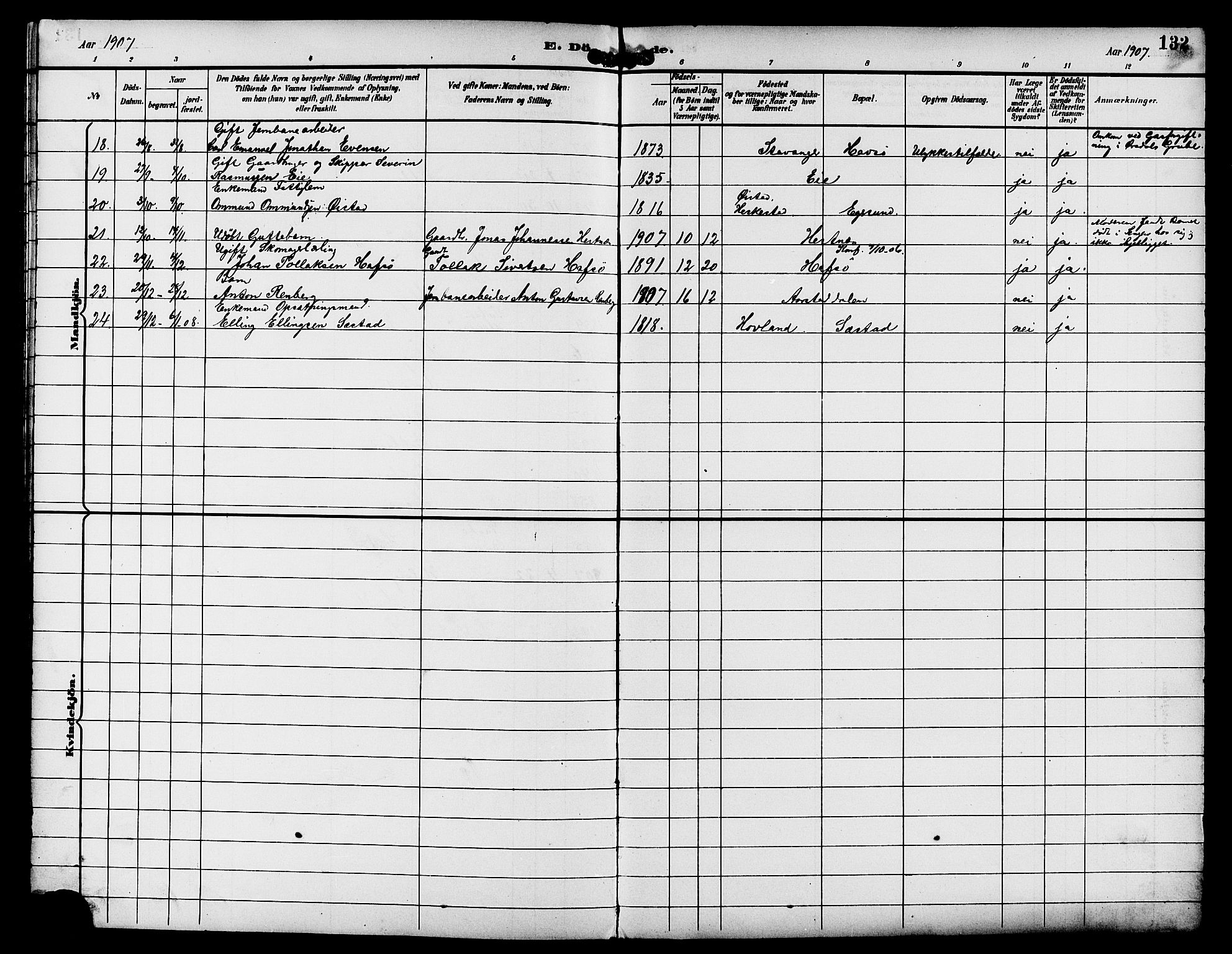 Eigersund sokneprestkontor, AV/SAST-A-101807/S09/L0009: Parish register (copy) no. B 9, 1893-1907, p. 132