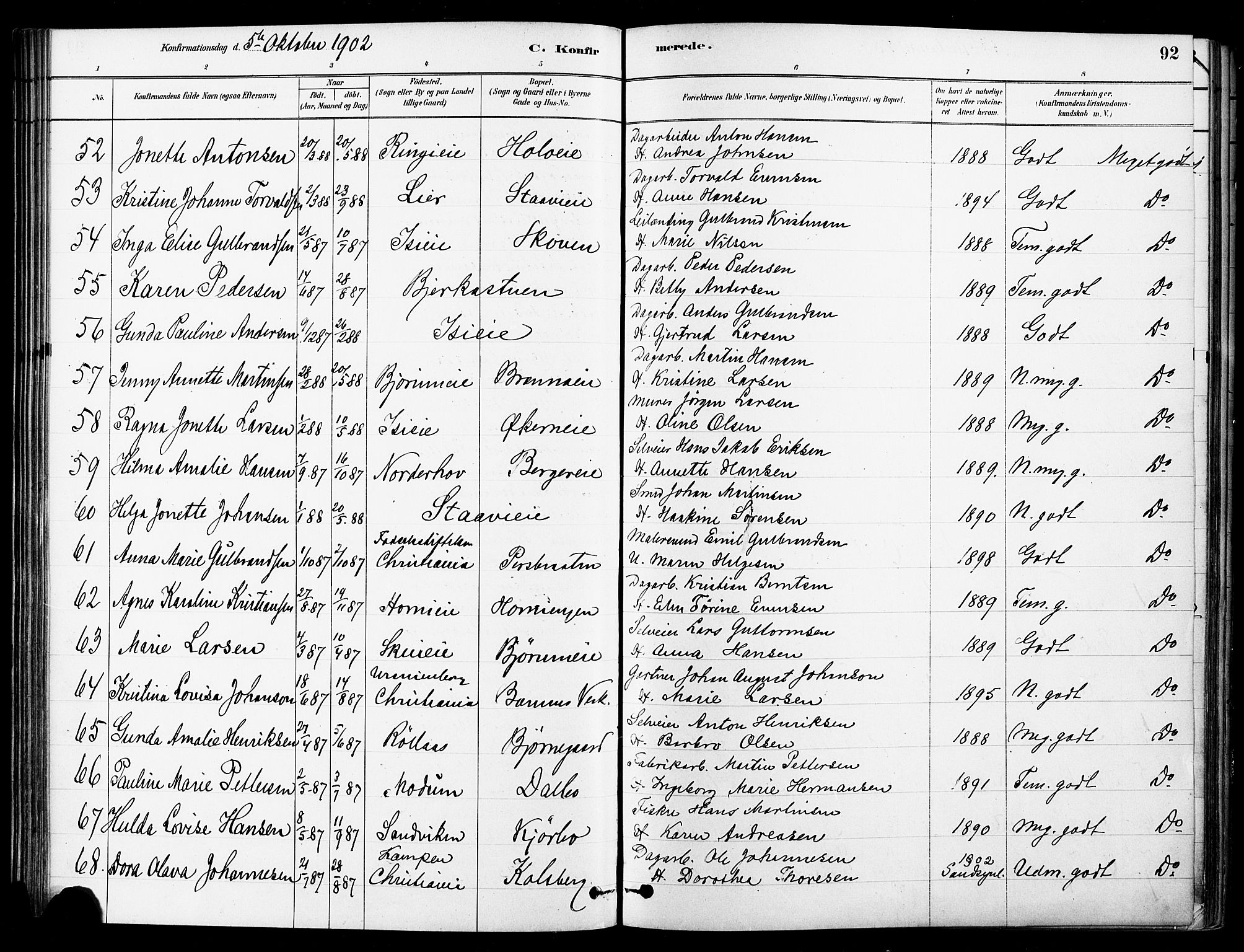 Asker prestekontor Kirkebøker, AV/SAO-A-10256a/F/Fb/L0002: Parish register (official) no. II 2, 1879-1921, p. 92